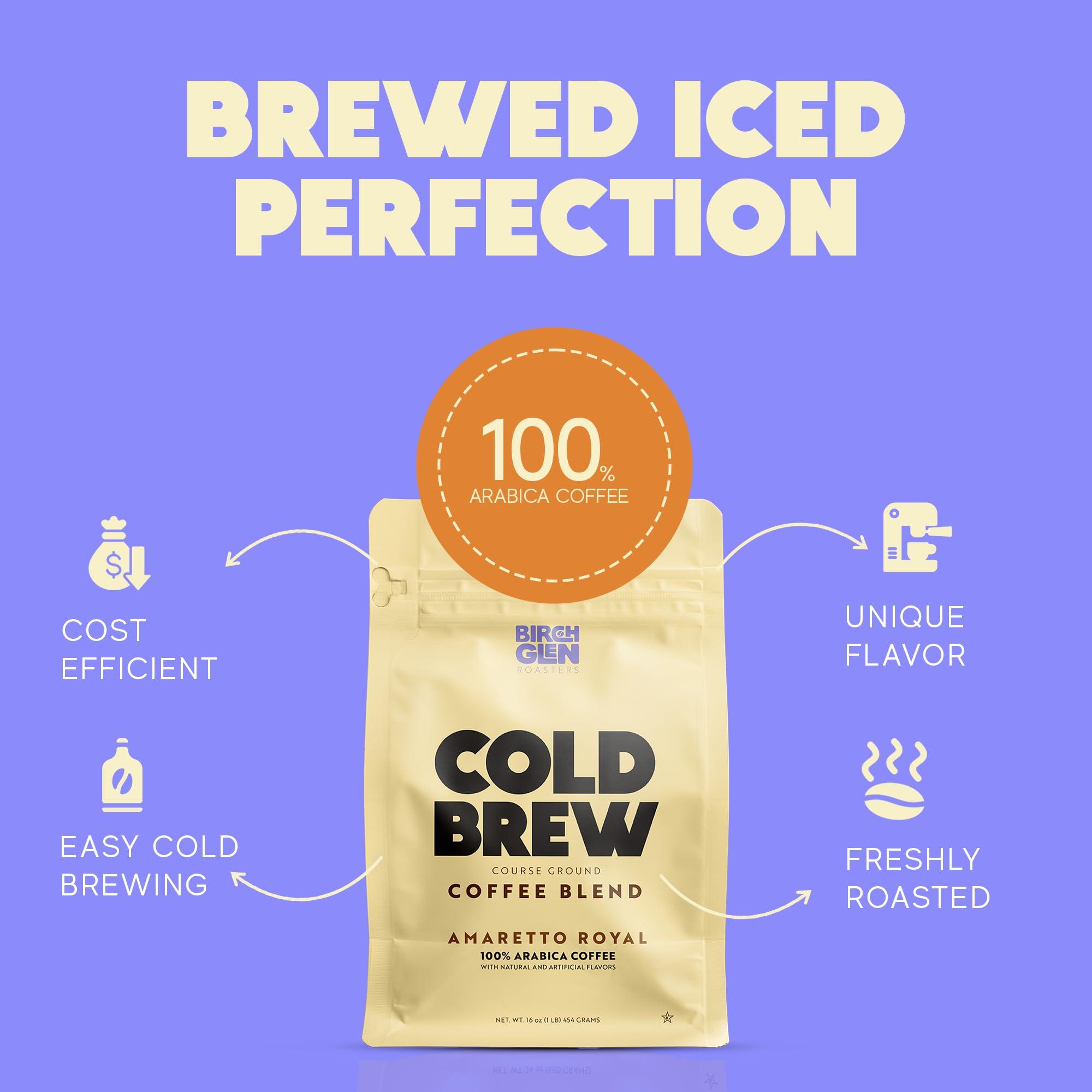 kitchentoolz Birch Glen Roasters Cold Brew Coffee | Flavored Coarse Ground Coffee | Medium Roast | Artisanal Roasting | 100% Arabica |1 LB Bag | French Toast