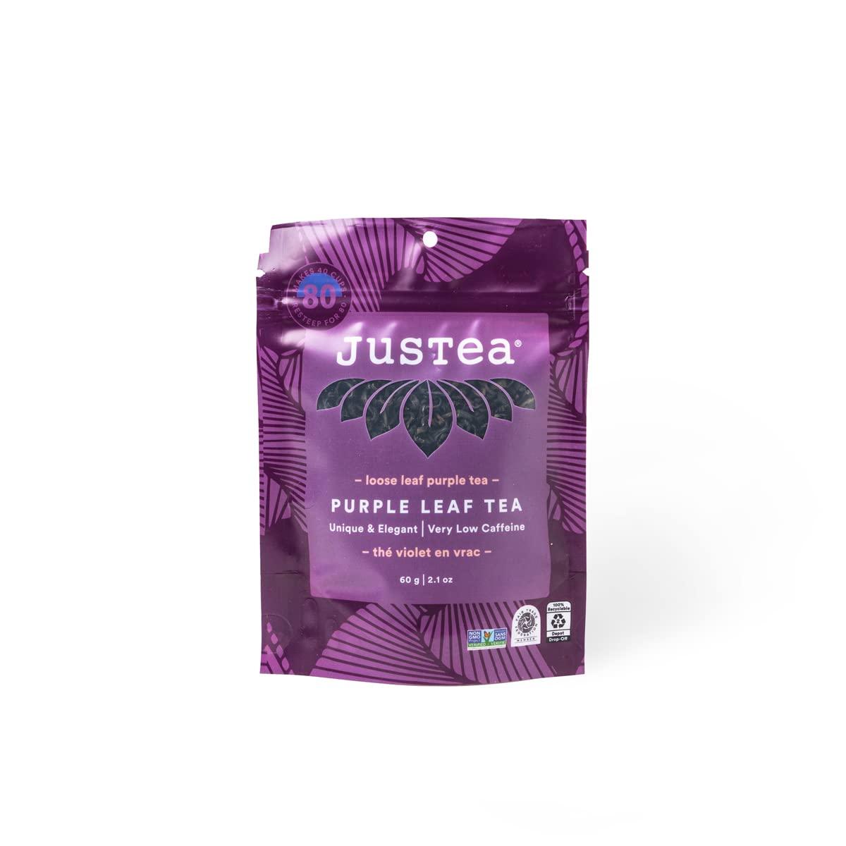 JusTea JusTea PURPLE LEAF TEA | Loose Leaf Purple Tea | Recyclable Refill Pouch | 40+ Cups (2.1oz) | Low Caffeine | Award-Winning | Fair Trade | Non-GMO