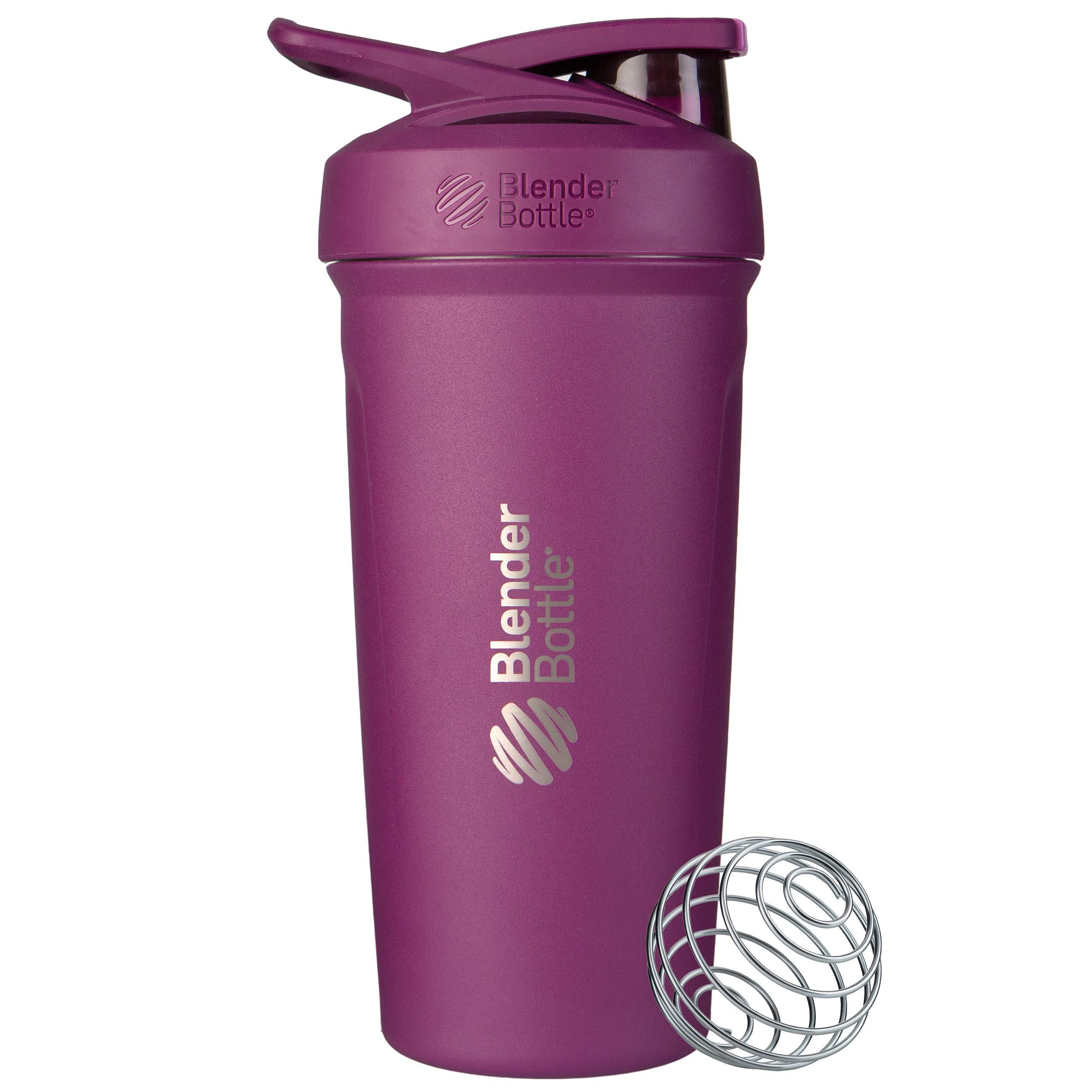 BlenderBottle BlenderBottle 24-Ounce Stainless Steel Shaker Cups with Wire Whisk, Plum and Black