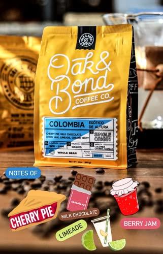 OAK & BOND Oak & Bond Coffee Co. Colombia Single Origin Coffee, Medium Roast, 100% Arabica, Whole Bean -12 oz. Bag