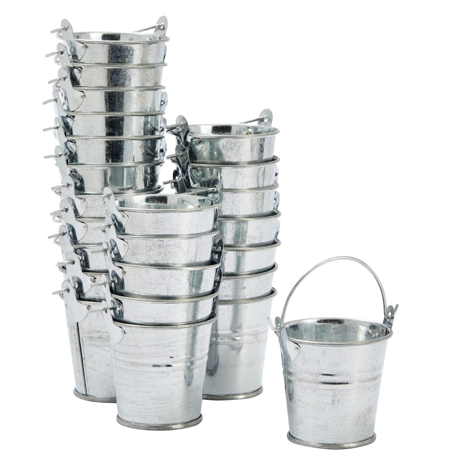 Juvale Juvale 24 Pack Mini Metal Buckets with Handles for Party Favors, Small Galvanized Tin Pails (2 x 2 in)