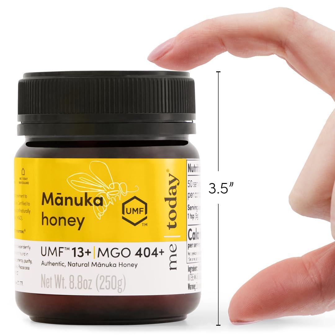 me today Me Today Manuka Honey, UMF 13+/MGO 404+ from New Zealand Authentic, Raw & Unpasteurized Honey | Raw Manuka Honey for Daily Wellness Support | Delicious Honey Crafted by Bees in 8.8oz