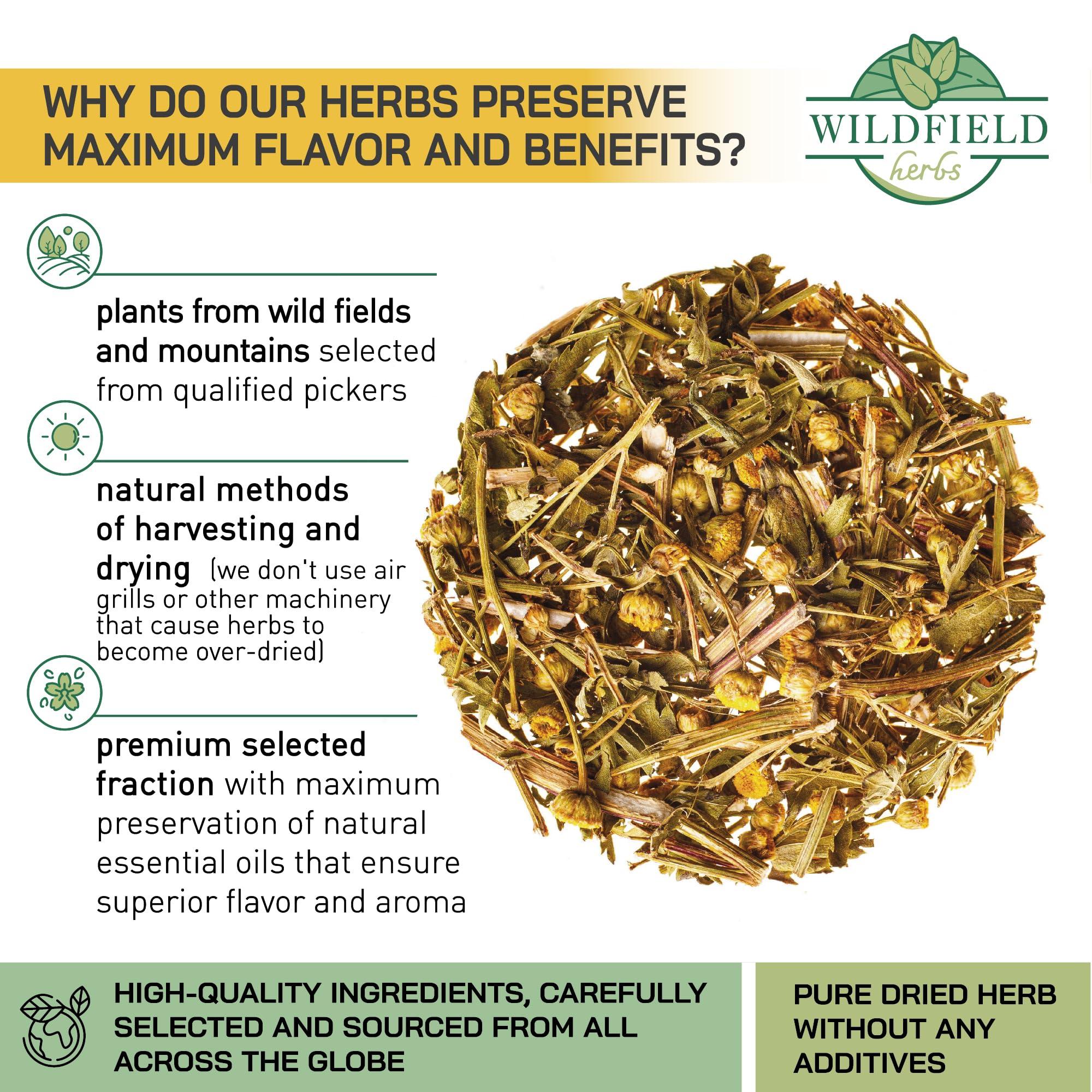 WILDFIELD HERBS 1.8 oz. Pishma Tea Tansy Flowers Herbal Tea (Tanacetum Vulgare L.) - 50g Dried Cut Tansy Flowers Herb Tea