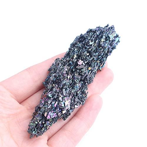 SDWGLD SDWGLD Healing Aura Crystal 1PC Rainbow Carborundum Silicon Carbide Mineral Crystal Specimen Healing Reiki (Color : Rainbow 70-100g)