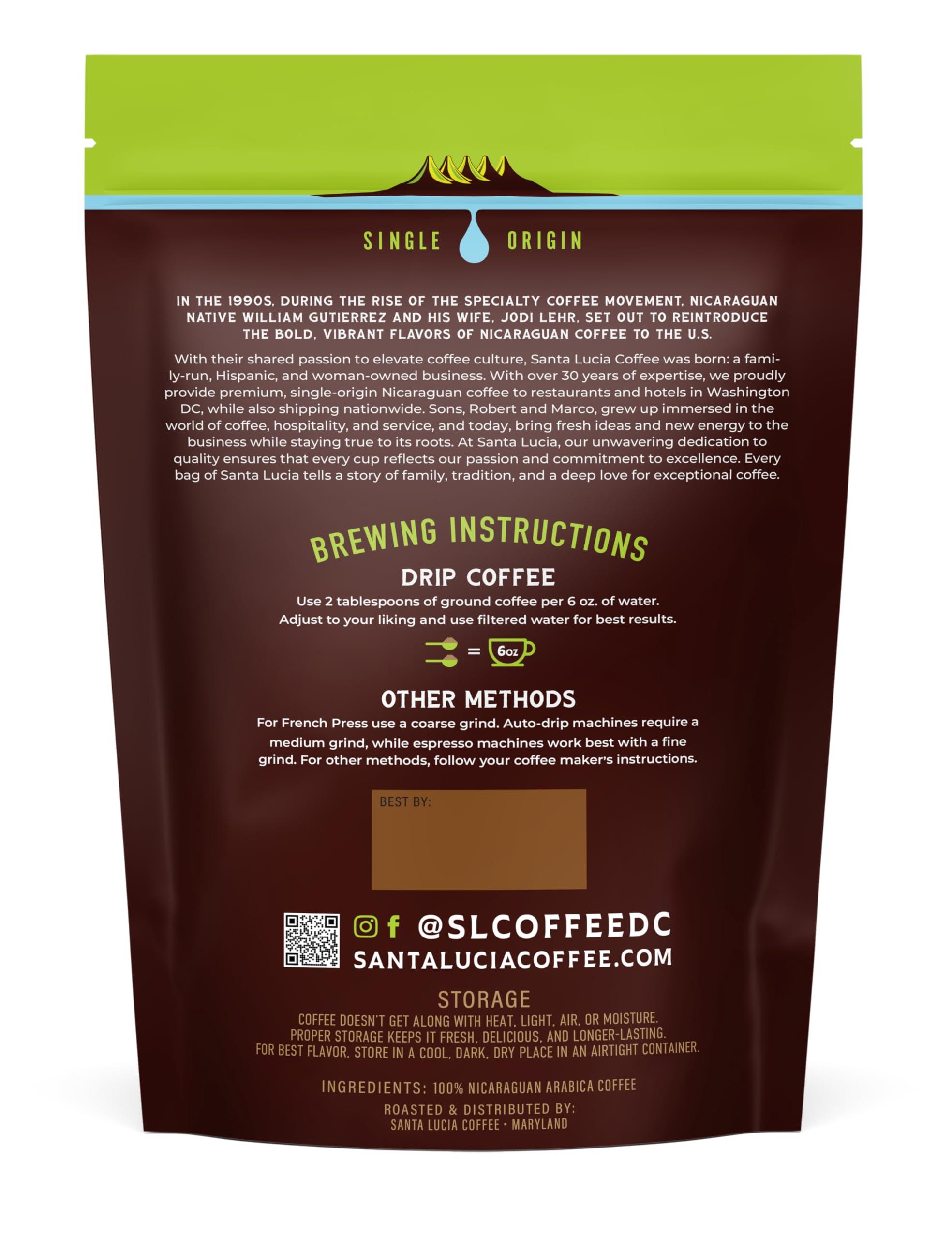 Santa Lucia Estate Coffee Santa Lucia Nicaraguan Specialty Coffee - Vienna Roast 3 Pounds (3-16oz Bags, Ground)