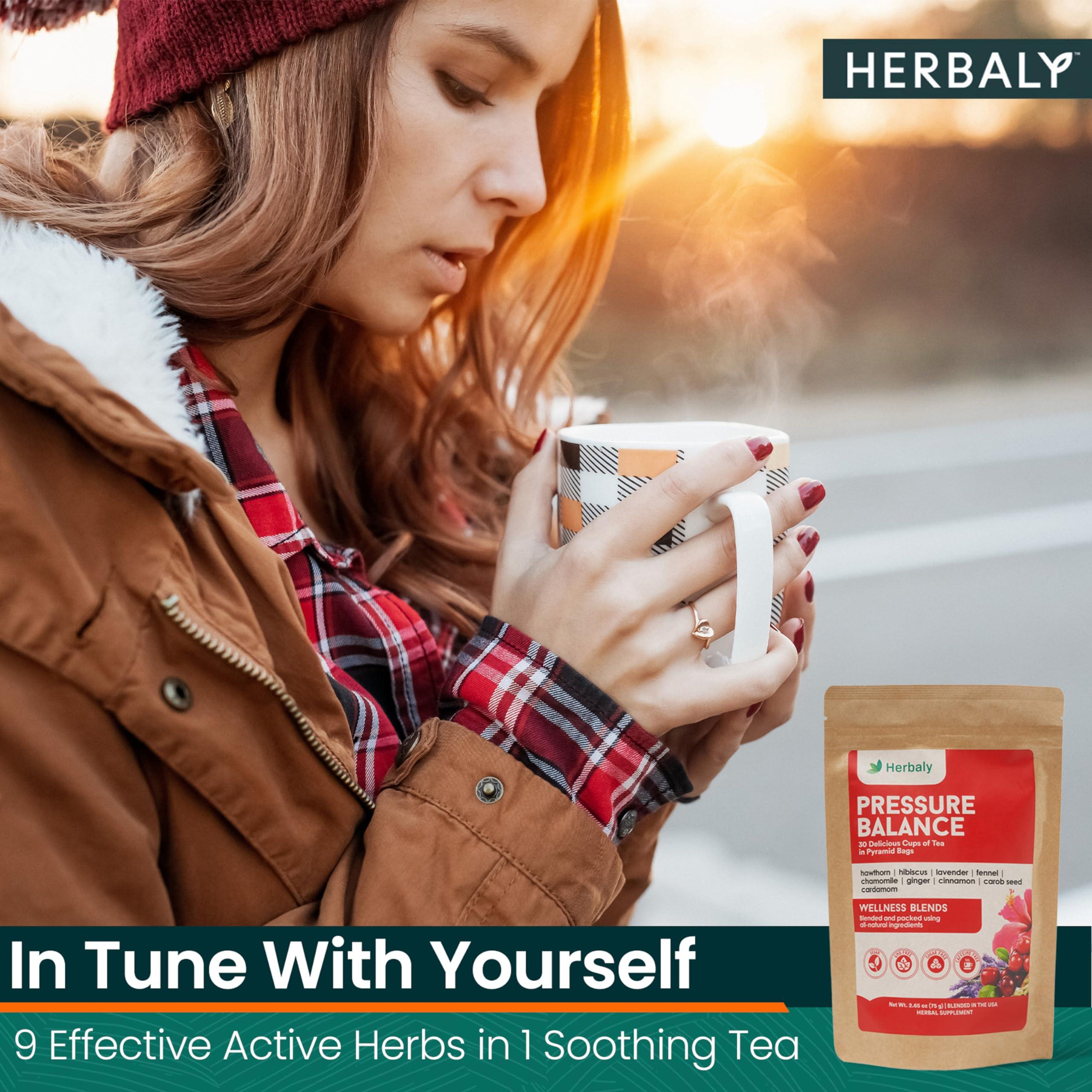 Herbaly Wellness Collection Herbaly Heart Functional Tea - 9 Superherbs - Natural, Organic, Non-GMO, Caffeine-Free, Sugar Free - 1 Pack, 30 Pyramid Tea Bags