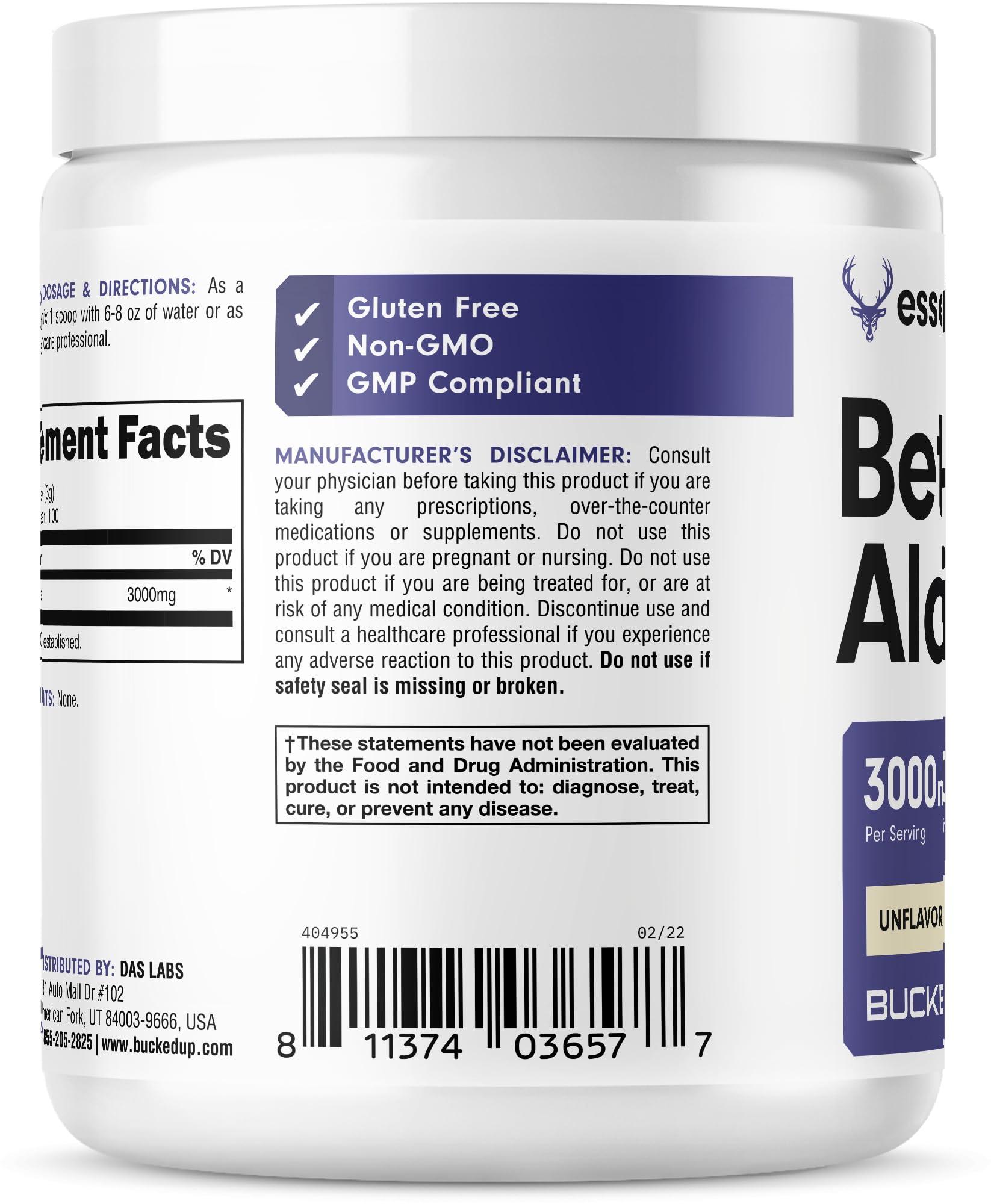 Bucked Up Bucked Up Beta Alanine 300mg Powder, Non-GMO, Gluten-Free, Unflavored (100 Servings)