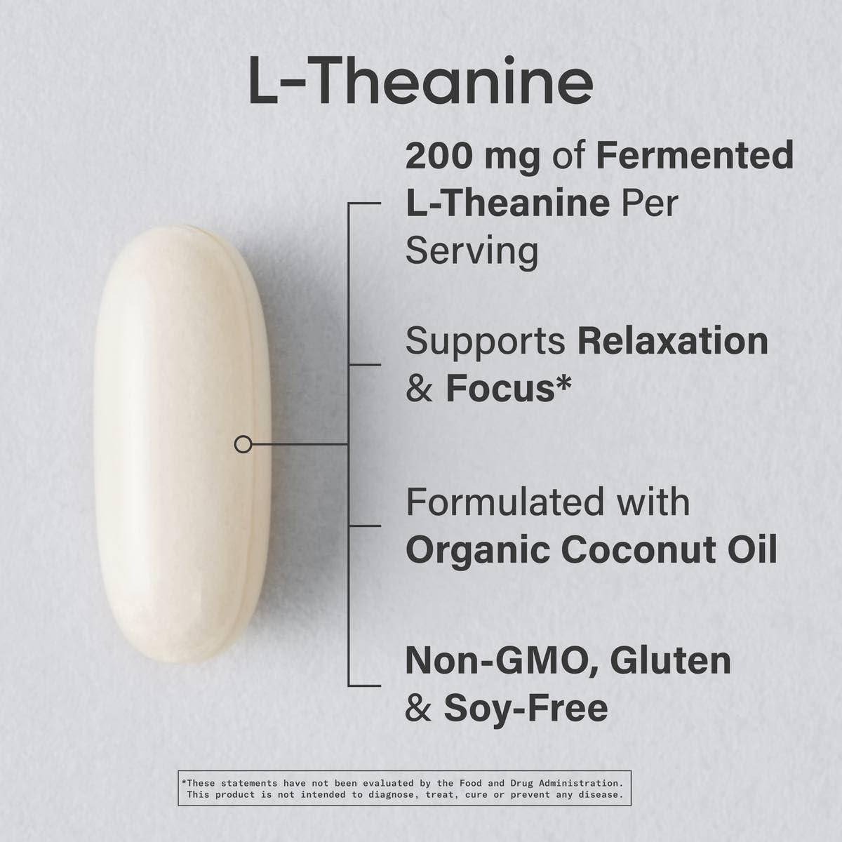 Sports Research Sports Research L-Theanine 200mg with Organic Coconut Oil | Suntheanine Supplement for Focus, Relaxation & Alertness | Double Strength, Non-GMO & Gluten Free