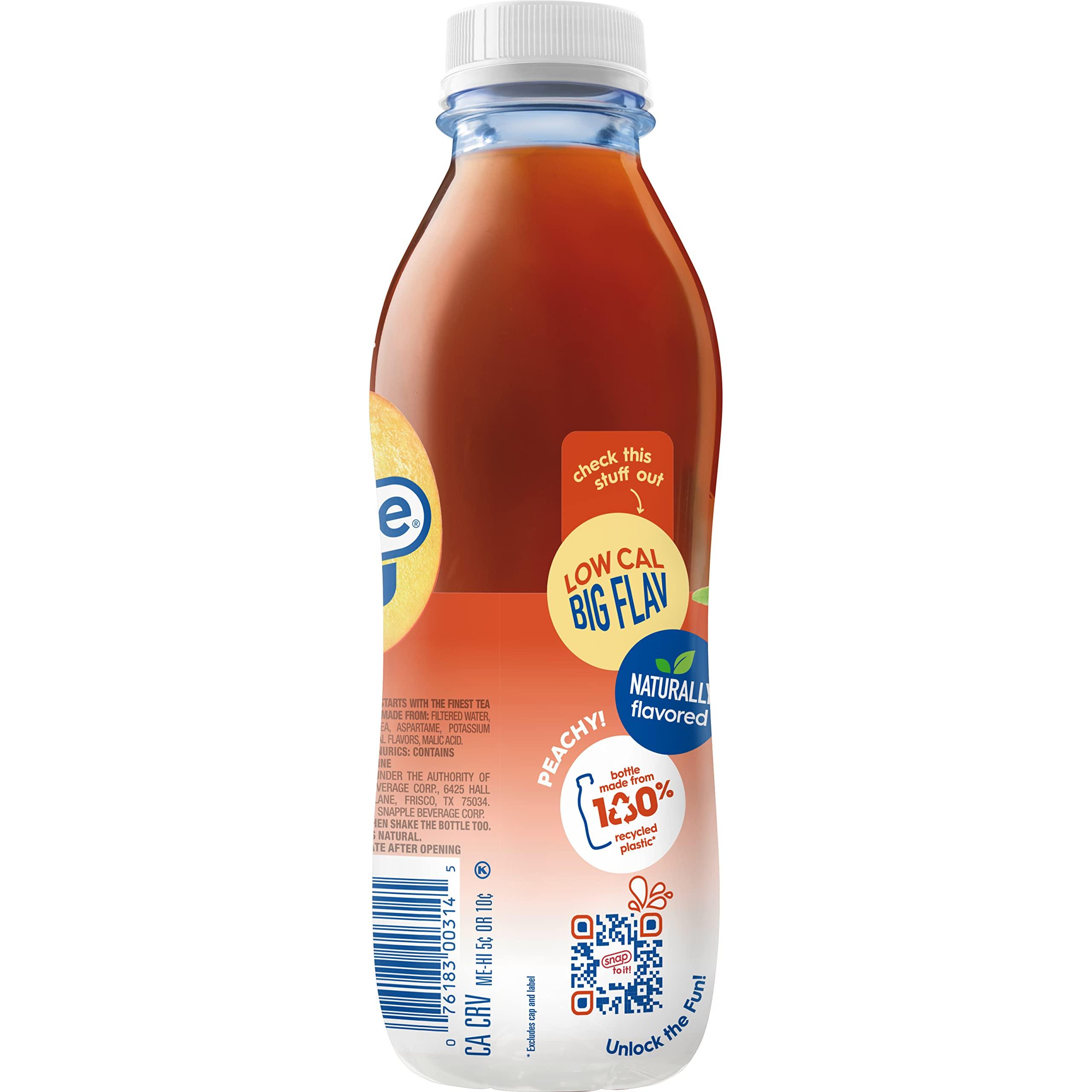 Snapple Snapple Zero Sugar Peach Tea, 16 fl oz recycled plastic bottle (Pack of 12)