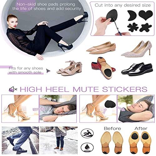 Feeke Non Slip Shoes Pads Self-Adhesive Shoe Grips Rubber Anti-Slip Shoe Grips Sole Stick Protector (Black-5Pairs)