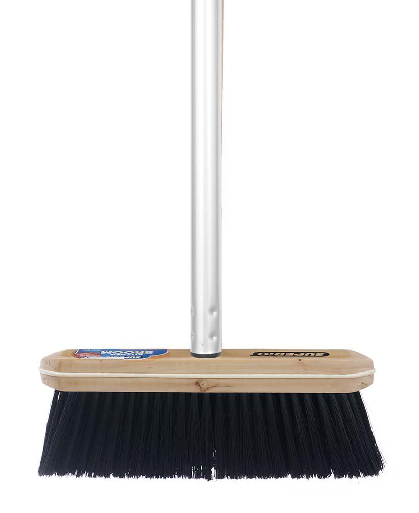 Superio Superio Kitchen Broom Premium Black Tampico Bristles, with Grey Metal 3-Part Handle, Heavy Duty Household Broom - Easy Swiping Dust and Wisp, Home, Kitchen Bedroom, Lobby, Floors and Corners