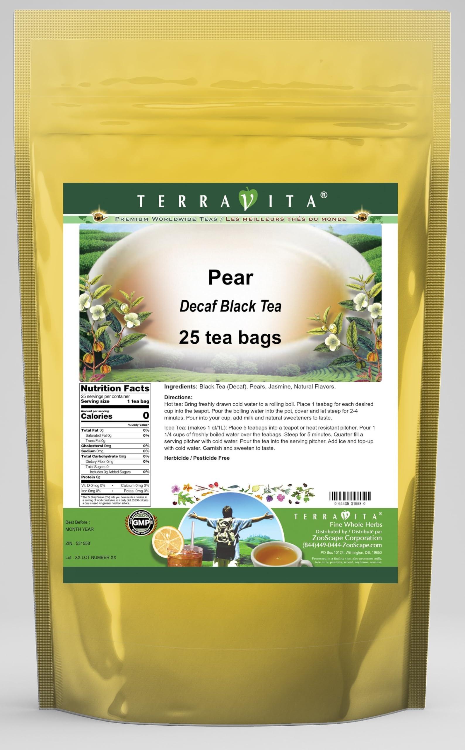 TerraVita Pear Decaf Black Tea (25 tea bags, ZIN: 531558) - 2 Pack