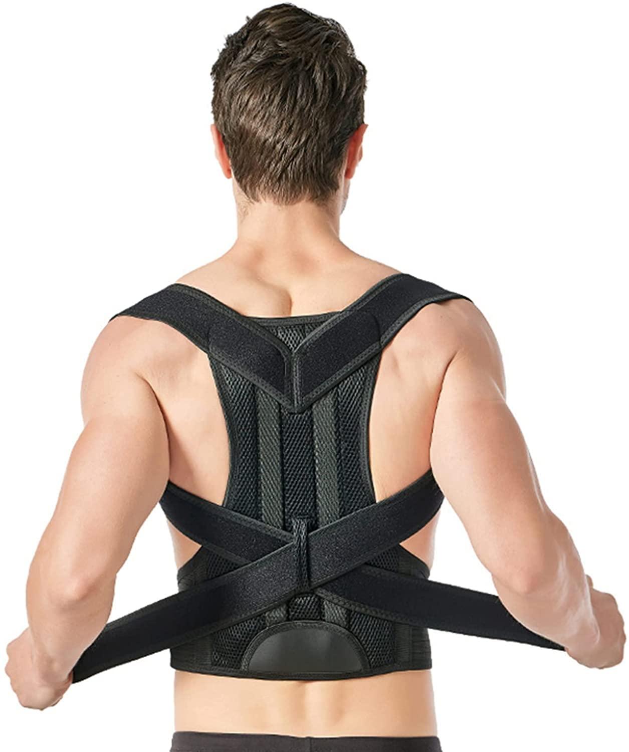 SJHY Posture Corrector Back Support Brace Adjustable Back Support for Men Women Back Brace Provide Pain Relief for Neck Back Shoulders Posture Brace Back Posture (Color : Black, Size : Large)