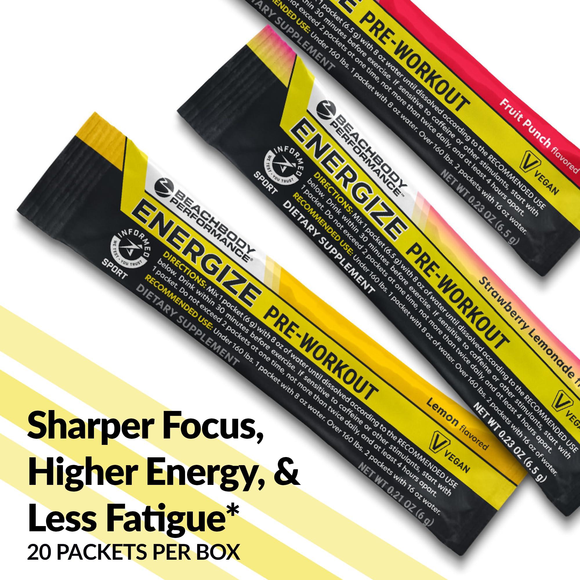 BODi BODi Energize Pre Workout Powder - Beta-Alanine, Quercetin & Low-Dose Caffeine Formula for Enhanced Energy & Focus, Increase Energy & Endurance Supplement, Strawberry Lemonade Flavored, 20 Sticks