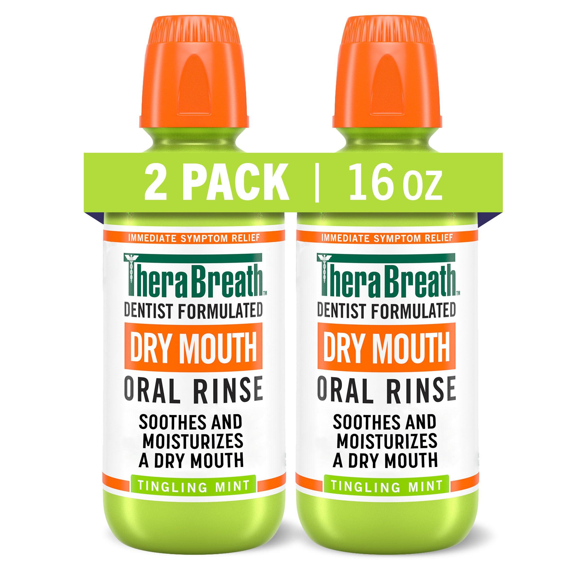 TheraBreath TheraBreath Dry Mouth Oral Rinse, Tingling Mint, Dentist Formulated, 16 Fl Oz (2-Pack) & Dry Mouth Dentist Formulated Sugar-Free Lozenges, Mandarin Mint, 24 Count