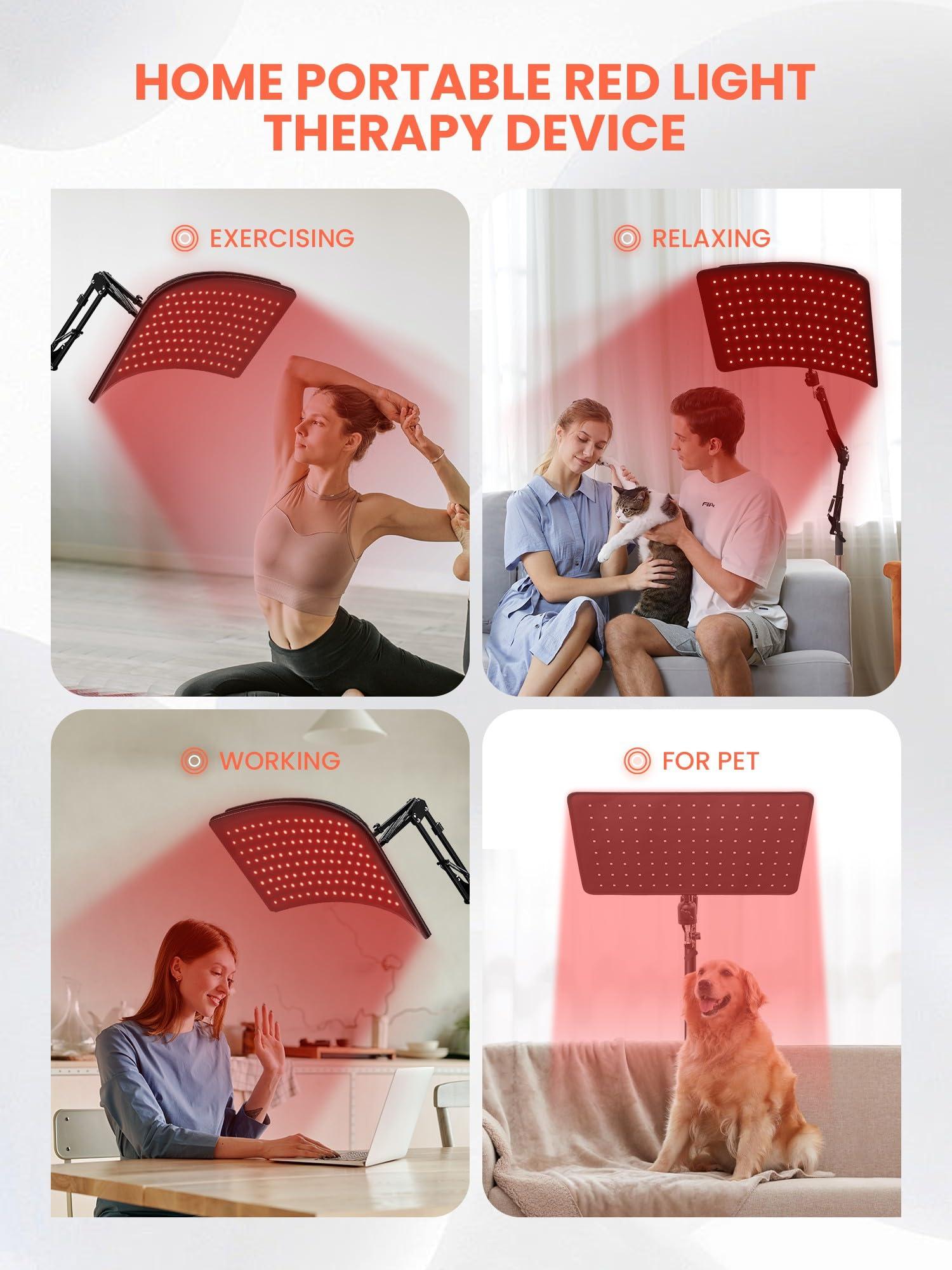 INTEO Red Light Therapy for Body, Infrared Light Therapy Lamp with Stand Portable 660nm 850nm Red Light Therapy for Face Back Home Heating Red Light Therapy Wrap Belt Gift for Women Men