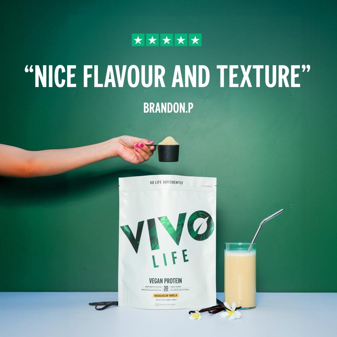 VIVO VIVO Vegan Protein Powder - 0.7 oz of Plant-Based Protein per Scoop, 30 Servings (31.7 oz) (Vanilla)