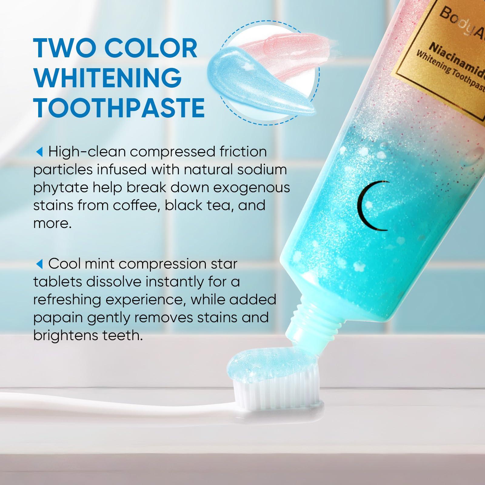 BodyAccel BodyAccel Niacinamide Whitening Toothpaste, BodyAccel Toothpaste, Niacinamide Intensive Whitening Toothpaste, Niacinamide Toothpaste, Stain Removal Toothpaste Natural, Fresh Breath (2)