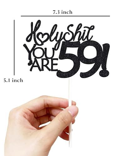 veegood Happy 59th Birthday Cake Topper 59 Birthday Cake Toppers-Black Glitter, Funny 59th Cake Topper for Men,59 Cake Topper For Women, 59th birthday decorations,59th Birthday Cake Topper Fifty nine