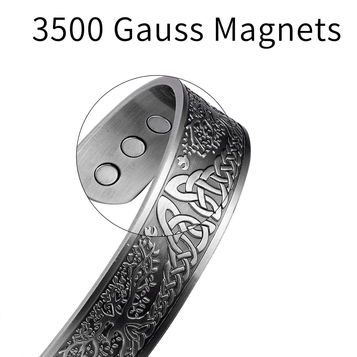 MagEnergy MagEnergy Copper Bracelet for Men Solid Copper Magnetic Bracelets Magnet Healing Jewelry Elegant Life of Tree Golf Bracelet Men