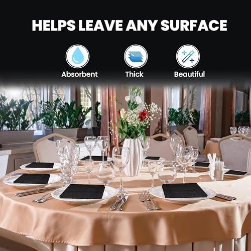 Perfect Stix 2 Ply Black Dinner Napkins-15\" x 17\" -1/8Fold - 125 Count (Pack of 8), Total 1000 Count