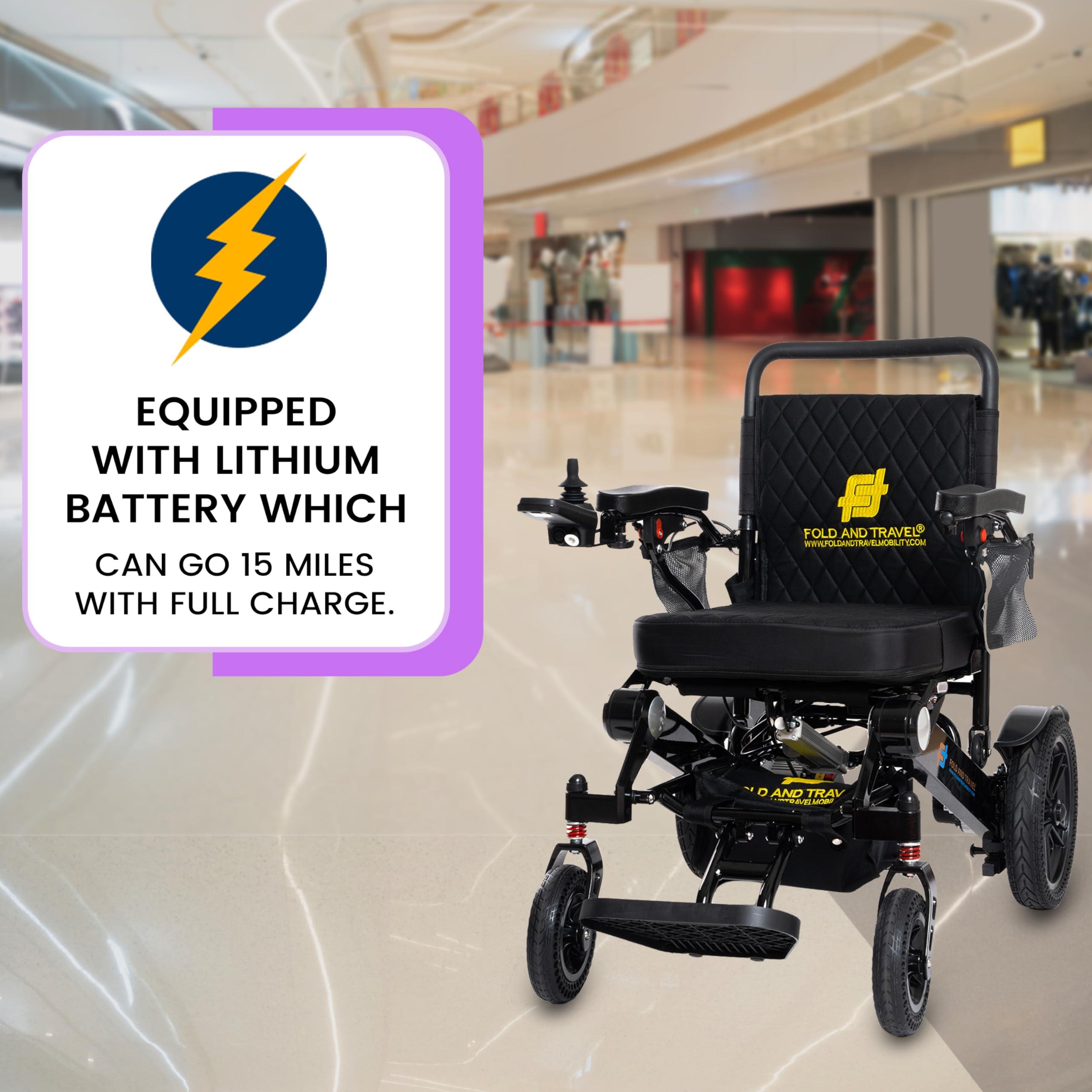 Thrive Long Range Automatic Folding Electric Wheelchair for Adults Lightweight Foldable Mobility Scooter Wheel Chair (Black Frame, Red Seat Cushions)