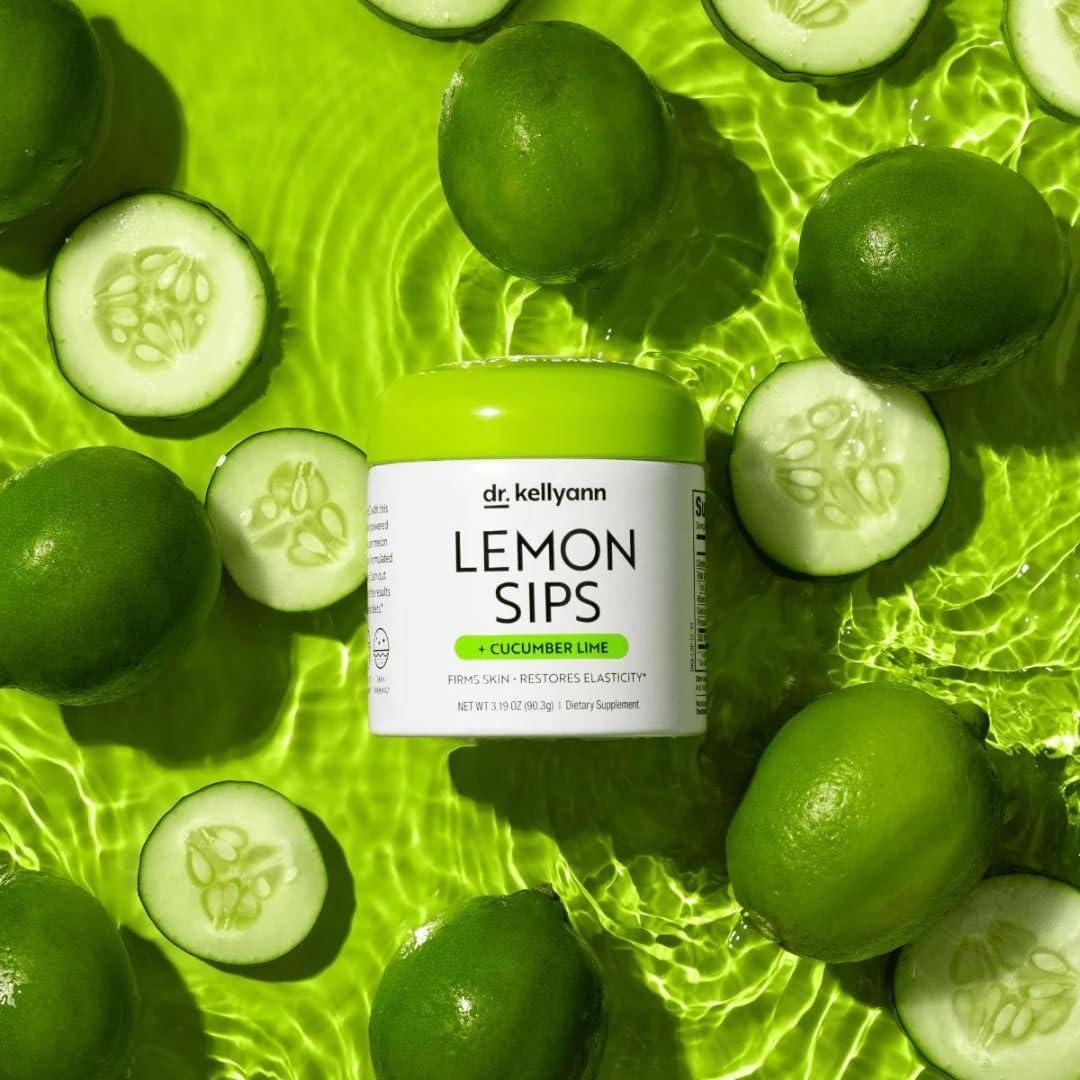 Dr. Kellyann Dr. Kellyann Lemon Sips Citrus Drink Mix (21 Servings) Cucumber Lime Flavor, Sugar-Free Detox, Hydrates & Firms Skin, 1 Pack