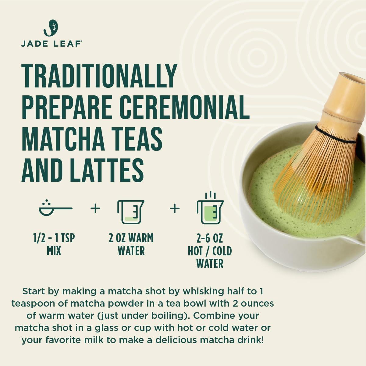 Jade Leaf Matcha Jade Leaf Matcha Organic Ceremonial Grade Matcha Green Tea Powder - Authentic Japanese Origin - Teahouse Edition Premium First Harvest (3.53 Ounce)