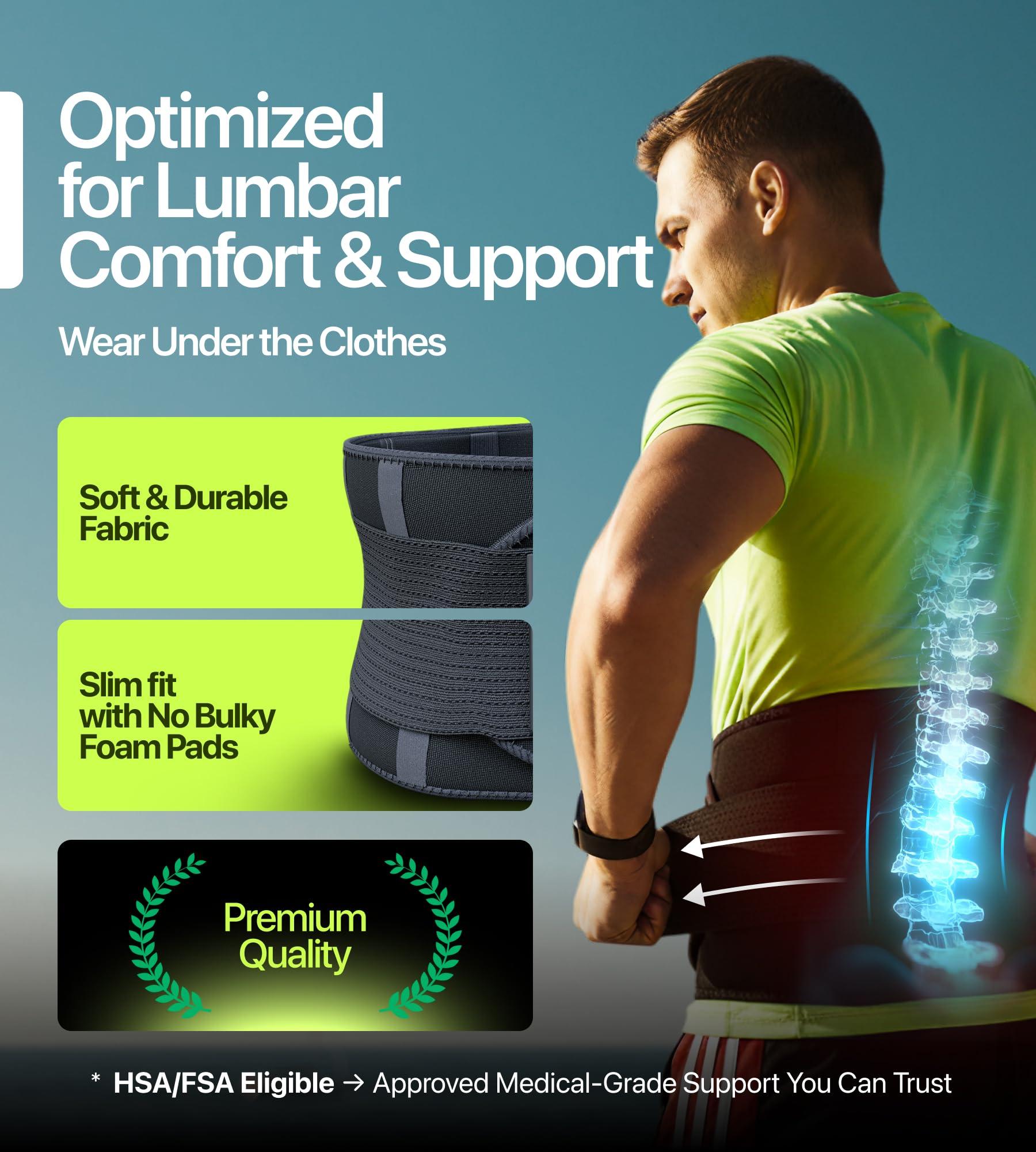 NeoHealth Plus Size Back Brace for Lower Back Pain |4XL| Lumbar Support for Pain Relief and Injury Prevention | Under Clothes Belt | Back Support Belt for Women & Men | Big and Tall | Obese Oversized Overweight