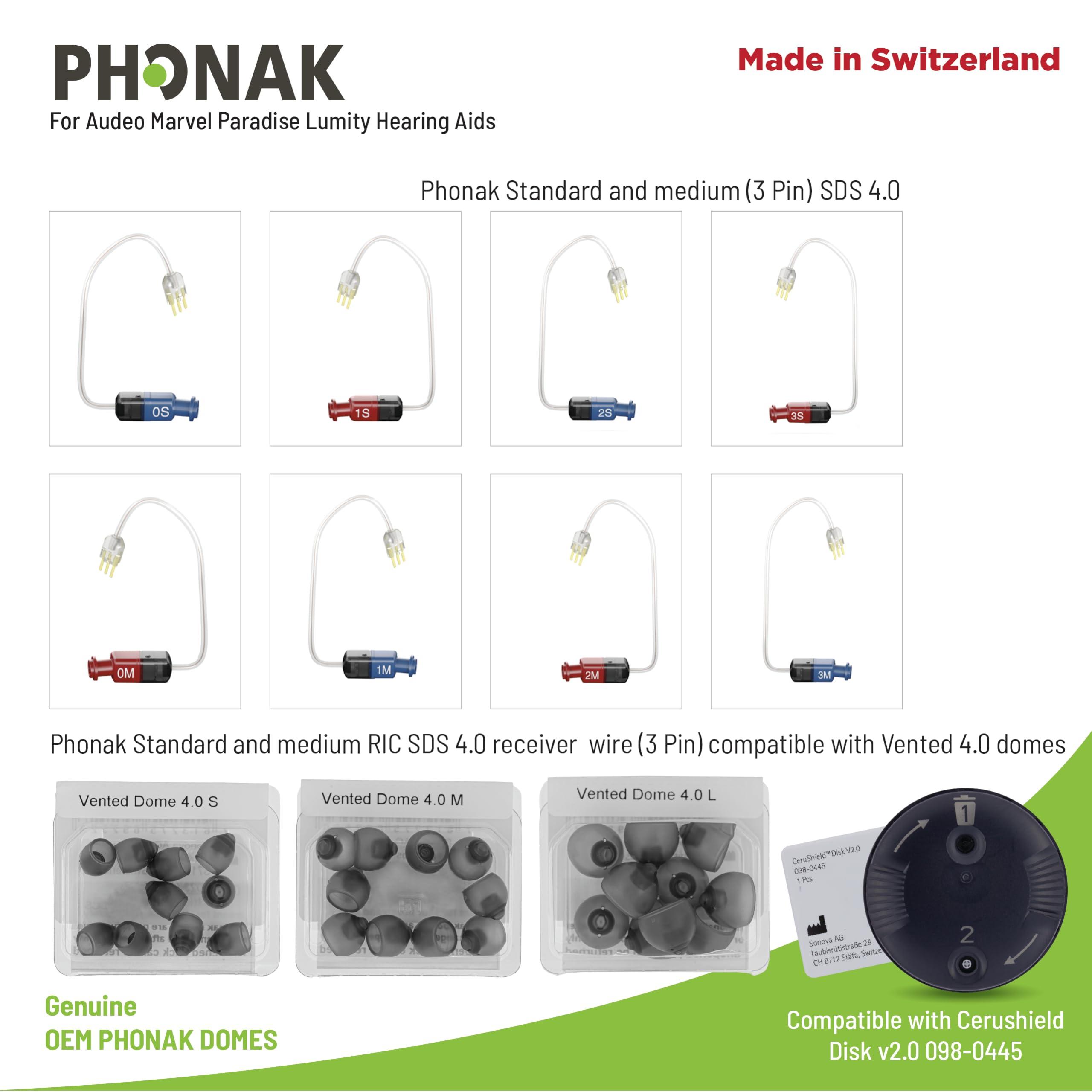 Otto Tech Phonak Vented 4.0 Dome Large (0.43 inch=11mm) 10 Domes, Genuine OEM Switzerland Replacement by Sonova, Hearing Aid Domes for Phonak Audeo Marvel Paradise Lumity Accessories -1 Pack/10 Domes Total