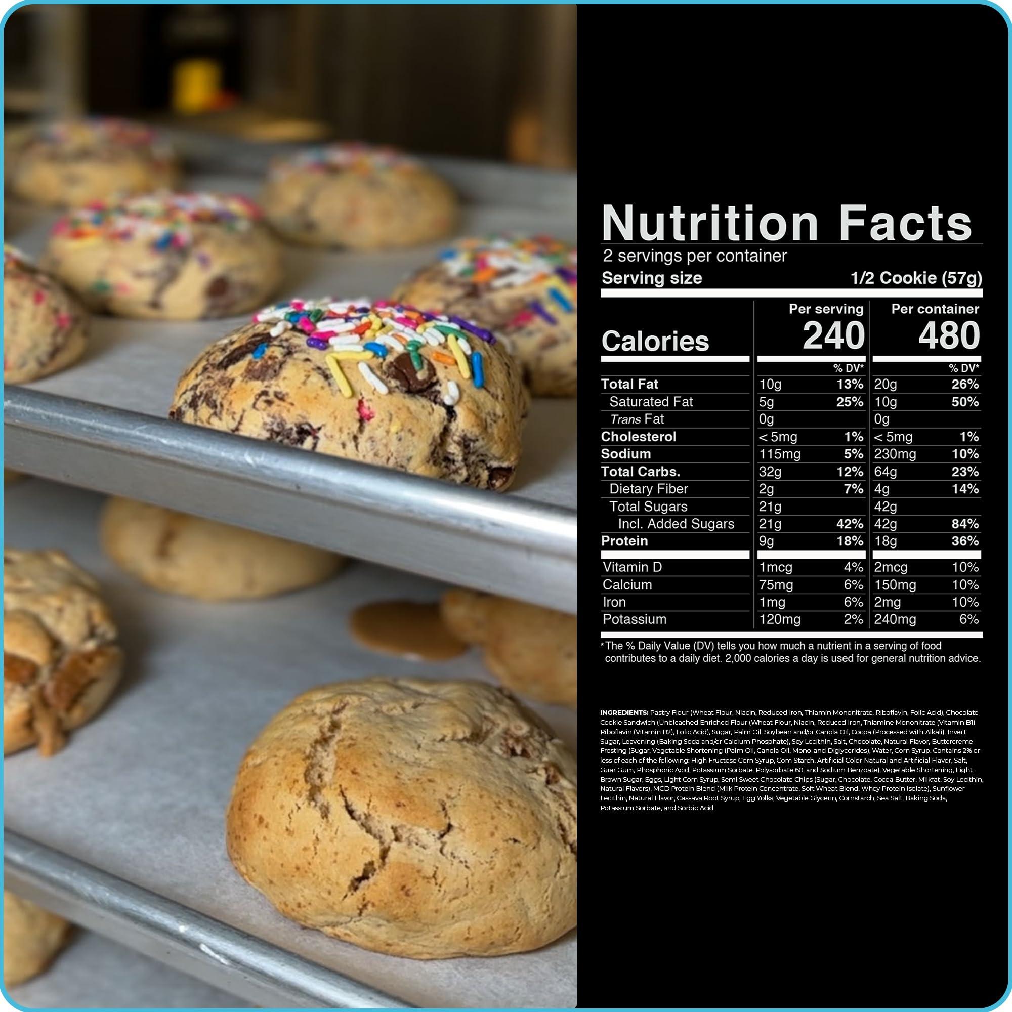 My Cookie Dealer My Cookie Dealer Protein Cookies, Milk and Cookies (3-Pack, 4oz Cookie) - 18g Protein per Cookie (Made with RAW Nutrition Protein) - Individually Wrapped Travel Snacks