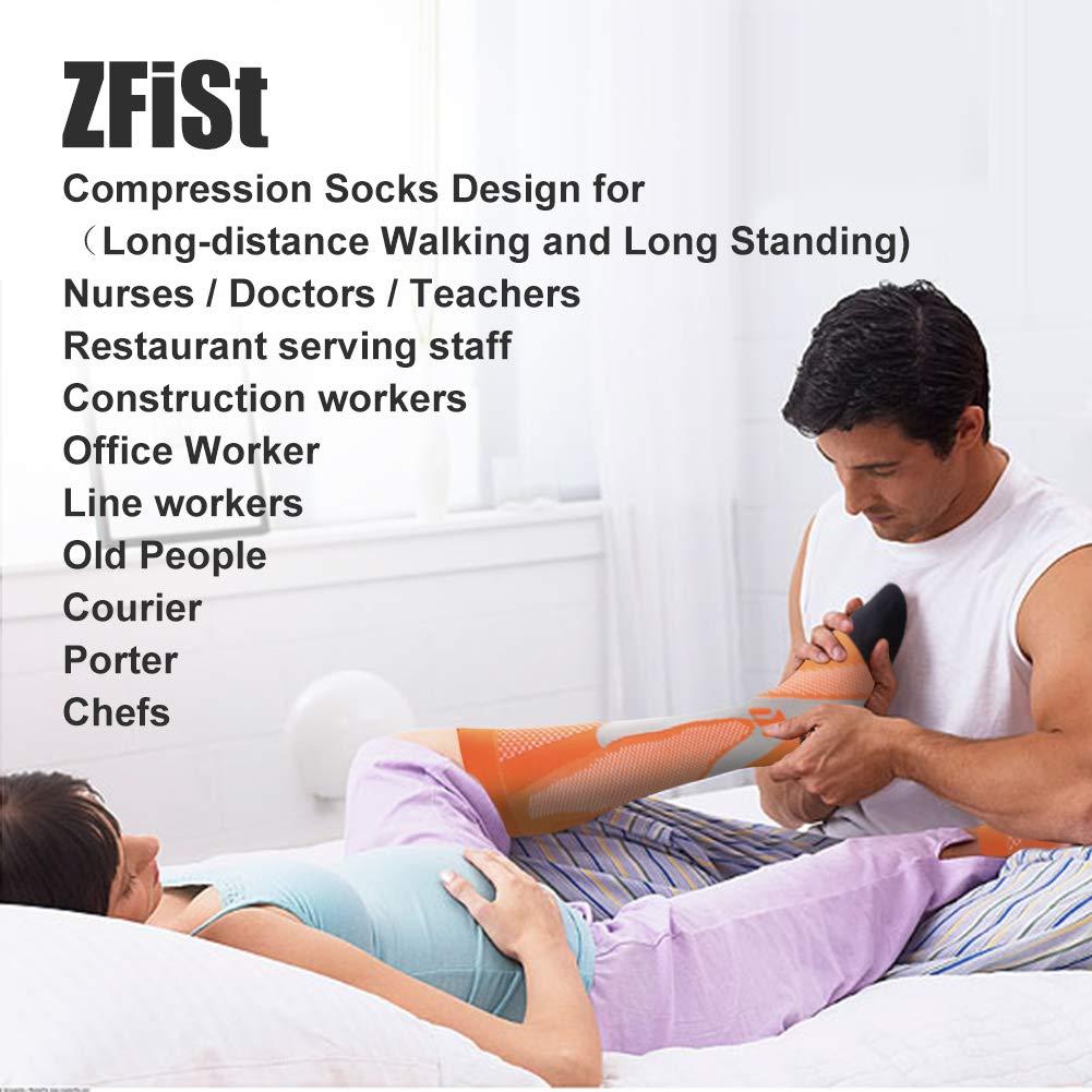 ZFiSt ZFiSt 3 Pair Sport Compression Socks Men Women, Compression Stocking Nurse Socks for Edema Travel(Black+blue+red,XXL)