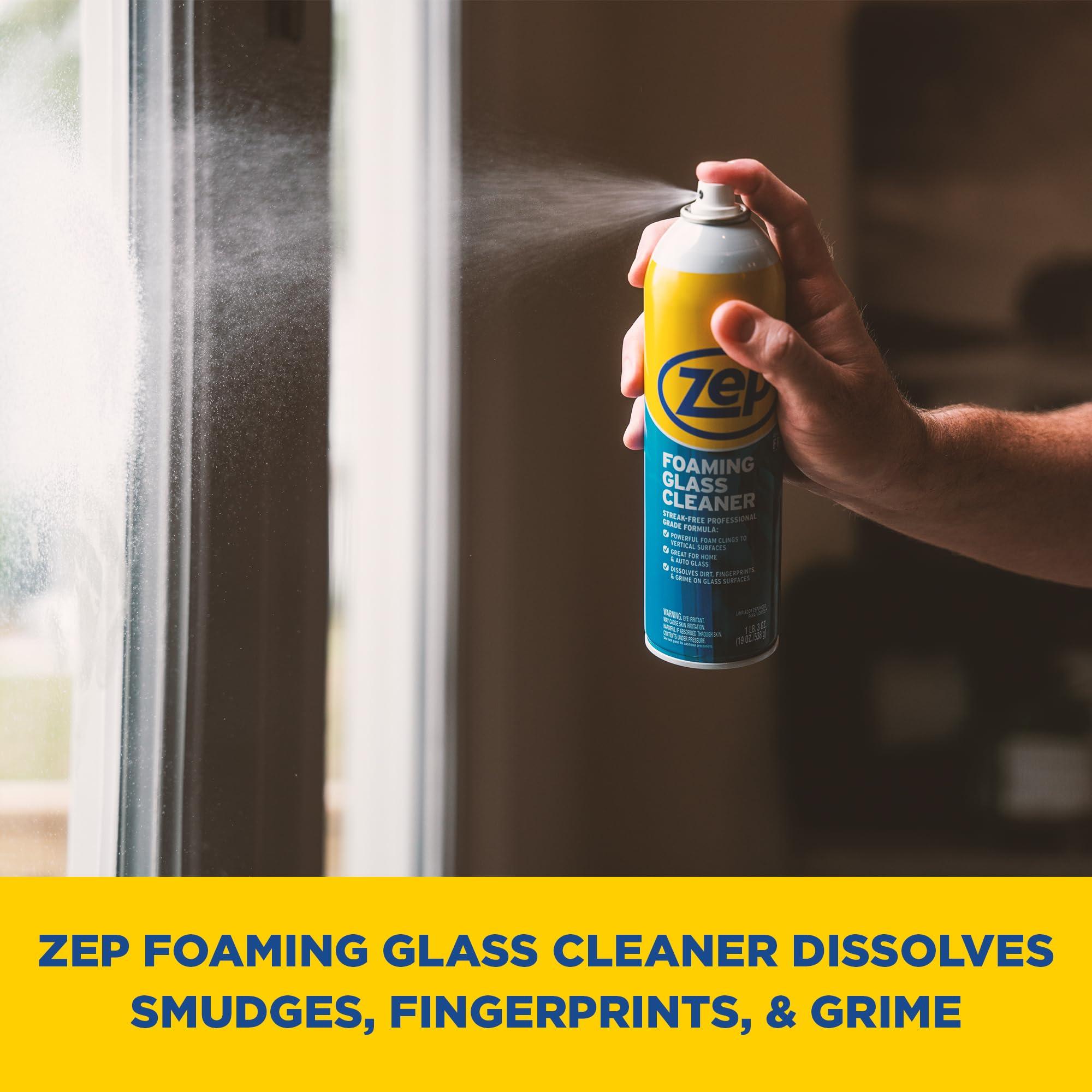 Zep Zep Foaming Glass Cleaner - 19 oz (Case of 12) ZUFGC19 - Streak-Free Professional Grade Formula that Dissolves Dirt, Fingerprints and Grime on Glass, Mirrors, Windows and Plexiglas in Home, Business,