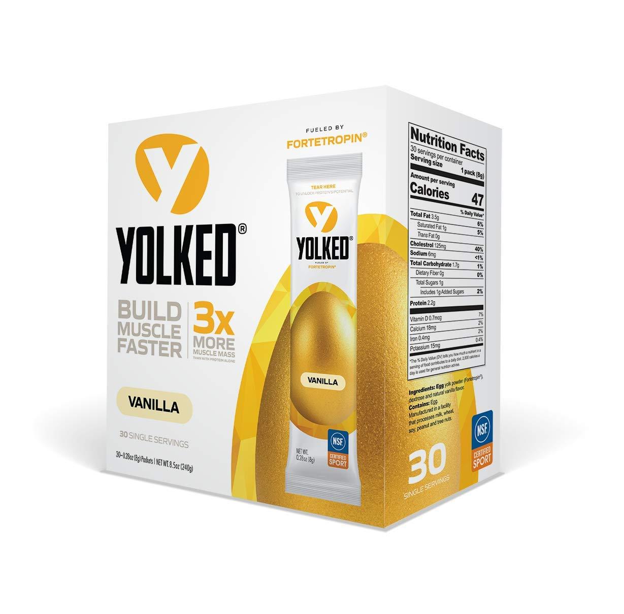 YOLKED YOLKED - Clinically Tested and NSF-Certified All Natural Muscle Building Supplement - Increase Lean Muscle, Reduce Muscle Loss, and Improve Recovery with Protein’s Perfect Partner, 30 Servings