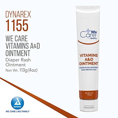 Dynarex Dynarex Vitamins A & D Ointment, Ointment with Vitamin A and Vitamin D Skin Protectant, for Diaper Rash and Discomfort, White, 1 Case of 72 - 4 oz. Tubes