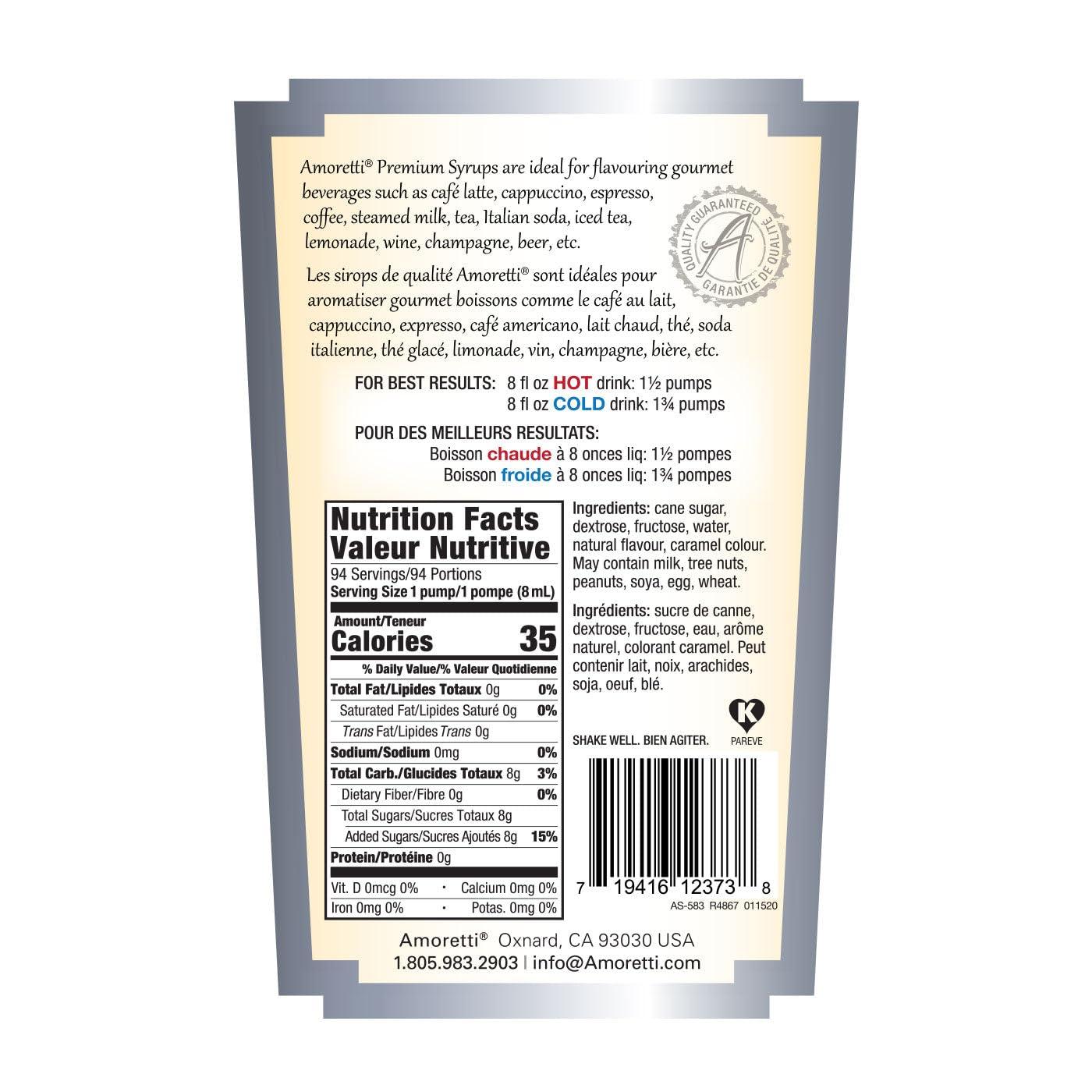 Amoretti Amoretti - Premium Cola Syrup, 94 Servings Per Bottle (750 ml), with Pump for Flavoring Coffees, Cocktails, and other Beverages, Gluten Free, GMO/GEO Free, Preservative Free