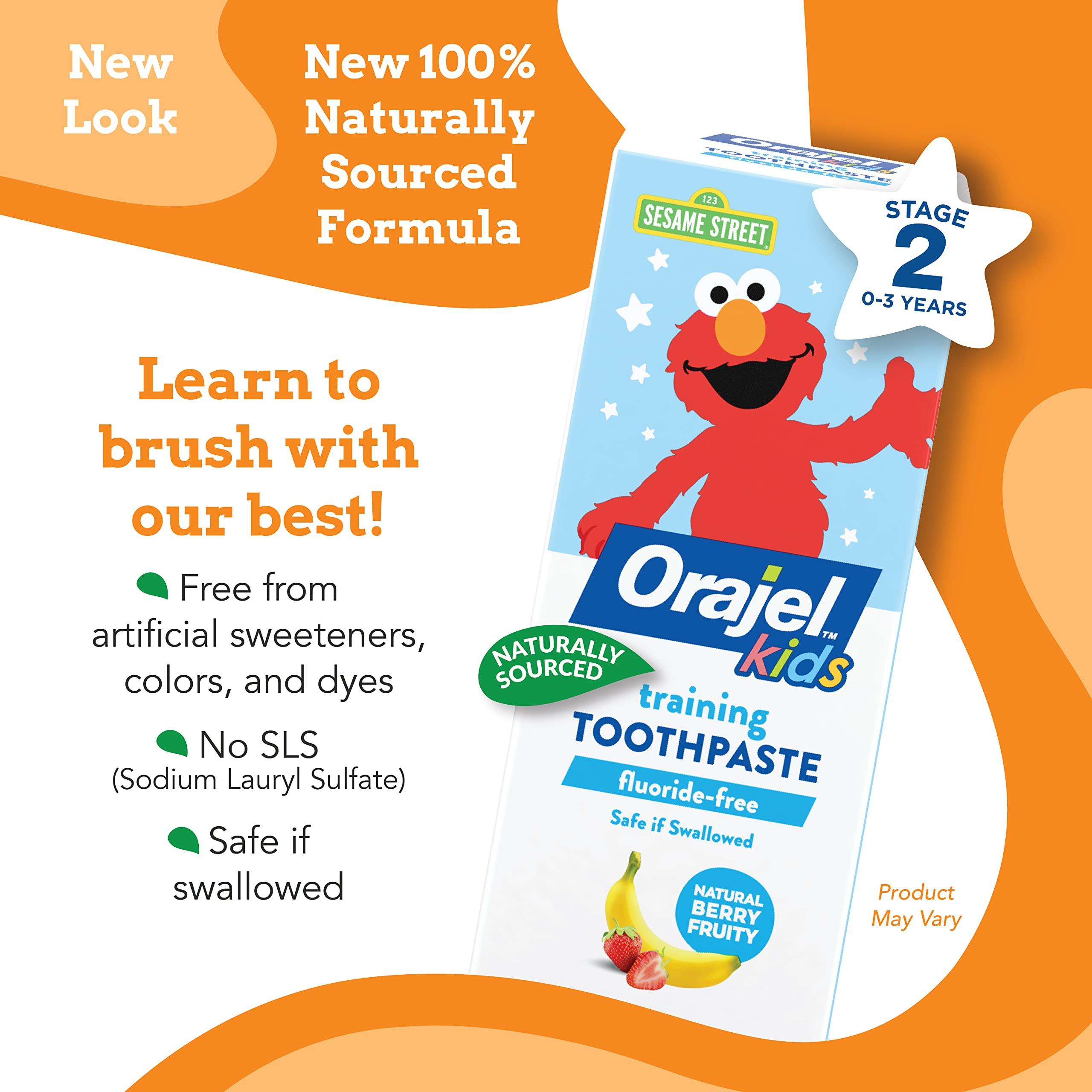 Orajel Orajel Kids Elmo Training Toothpaste Fluoride-Free, 1.5oz & Paw Patrol Anti-Cavity Fluoride Toothpaste, 4.2oz