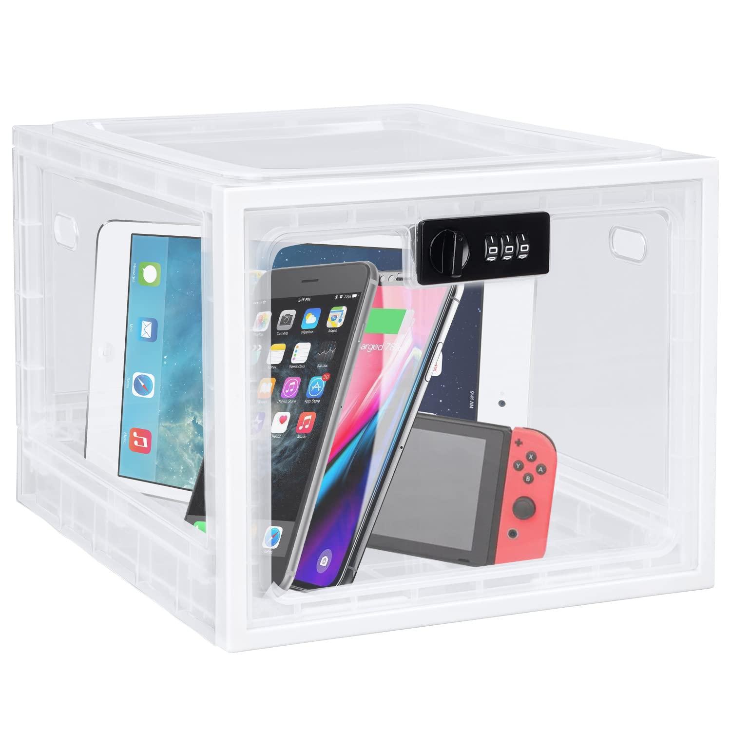 Gemaxvoled Medicine Lock Box for Safe Medication, Premium Material Lockable Storage Box Locking Organizer Bin with Combination Code for Fridge Food/Snacks/Phone/Tablet Jail/Home/Office Storage Lockers