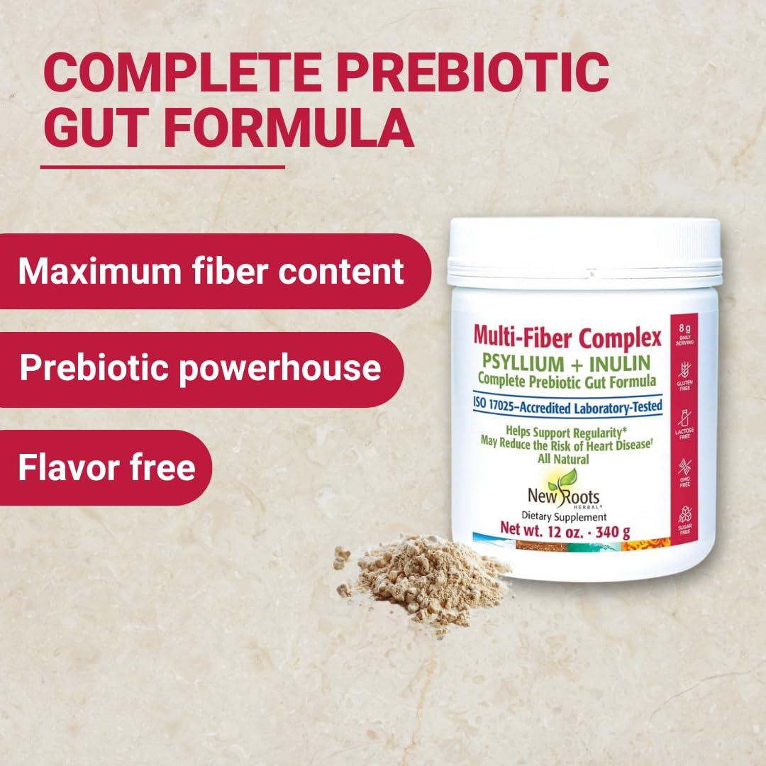 NEW ROOTS HERBAL New Roots | Prebiotic Fiber Powder with Psyllium Husk and Inulin (from Chicory Root)| Multi-Fiber Prebiotic Supplement Supports Gut and Digestive Health, Unflavored 12 oz (340 g)