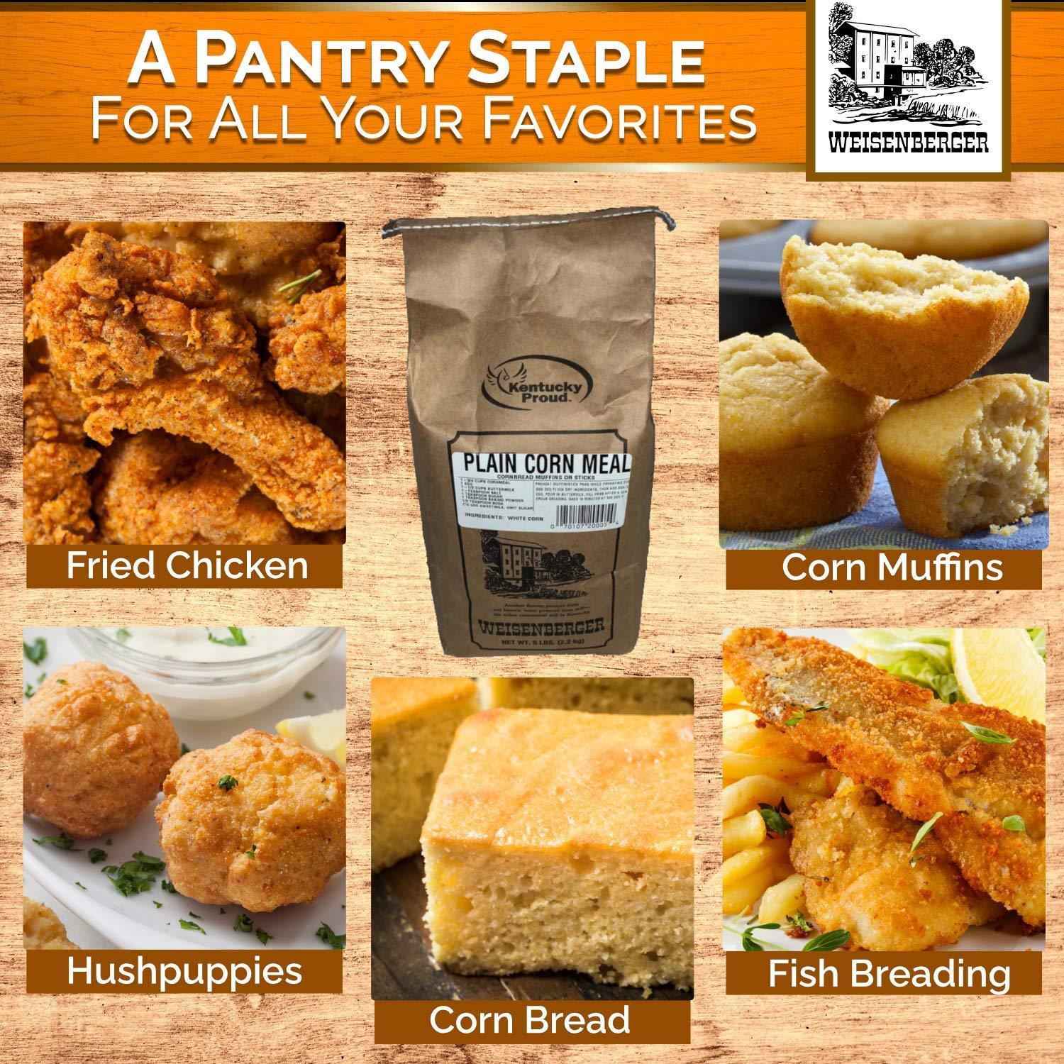 Weisenberger Weisenberger Stone Ground Corn Meal - Fine Ground Cornmeal for Bread, Fish Batter, and More - Bolted White Cornmeal - Made from Local, Non GMO Corn- 5 lb