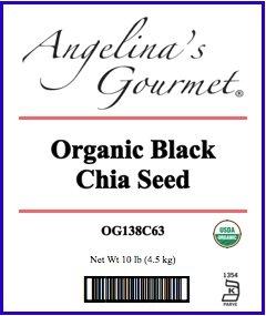 Angelina's Gourmet Organic Black Chia Seed, 10 Pound Box