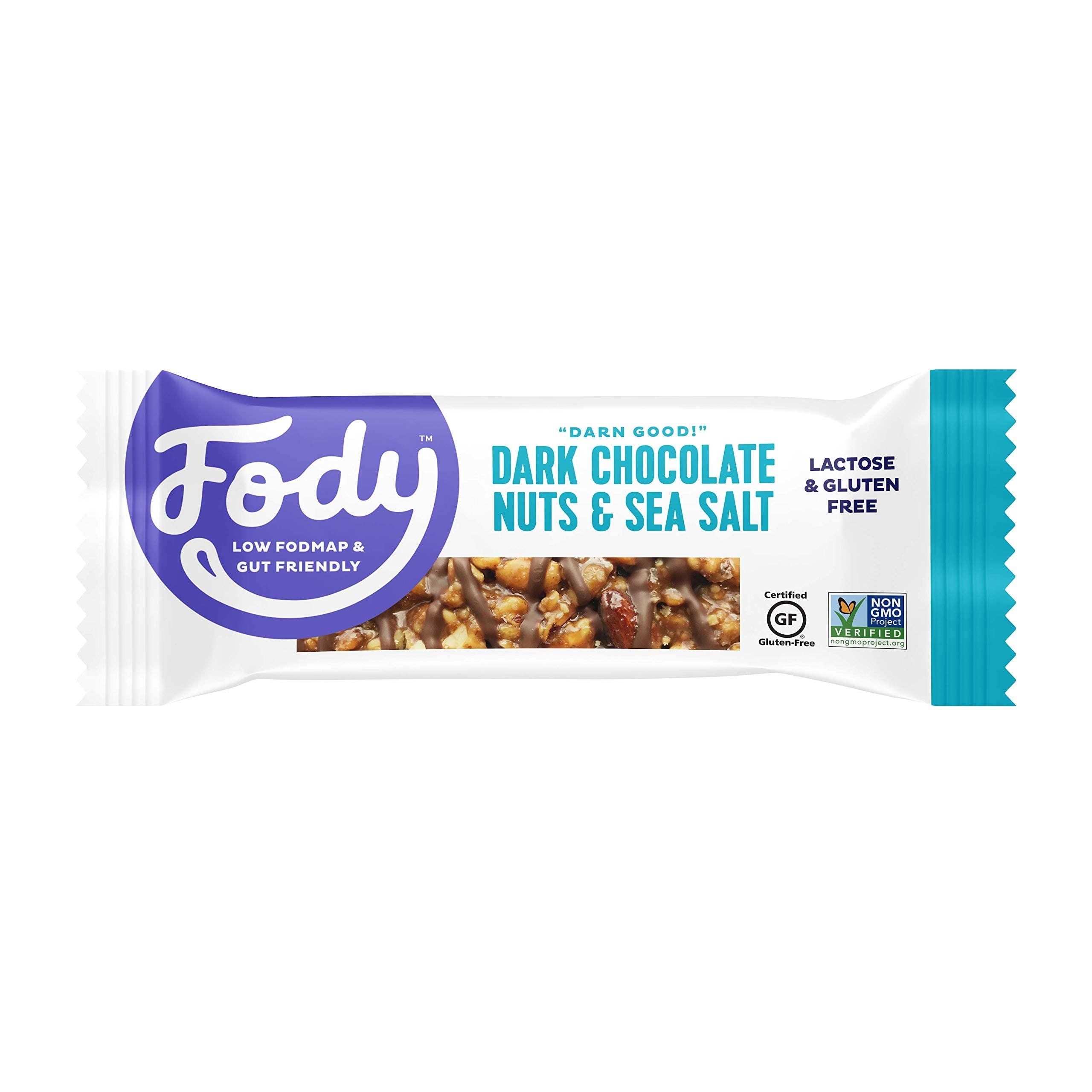 FODY Food Co Fody Foods Vegan Protein Nut Bars, Dark Chocolate Nuts and Sea Salt Flavor, 6g Protein per Bar, Low Fodmap Certified, Sensitive Recipe, Gut & IBS Friendly, 12 Count