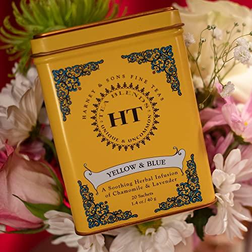Harney & Sons Harney & Sons Master Yellow & Blue Tea Tin - Herbal Blend of Chamomile, Lavender, and Cornflowers - 1.4 Oz, 20 Count (Pack of 2)