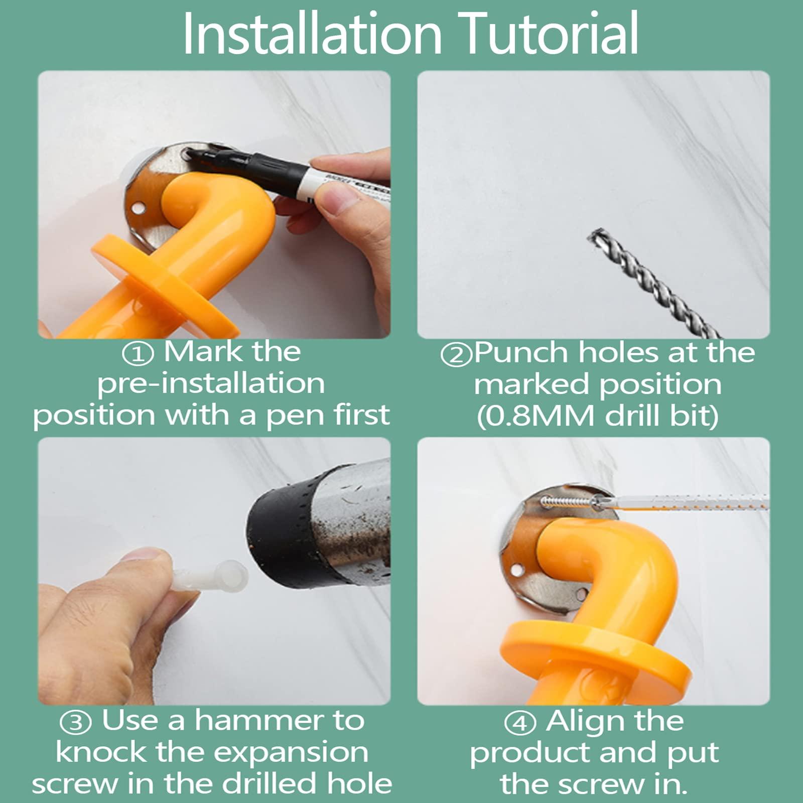 TERPCO Handrails Disabled Grab Rails,Shower Grab Bar Elderly, Anti Slip Bathroom Grip Handle, Wall Mount Safety Grab Bar, Toilet Hand Rail for Disabled, Hand