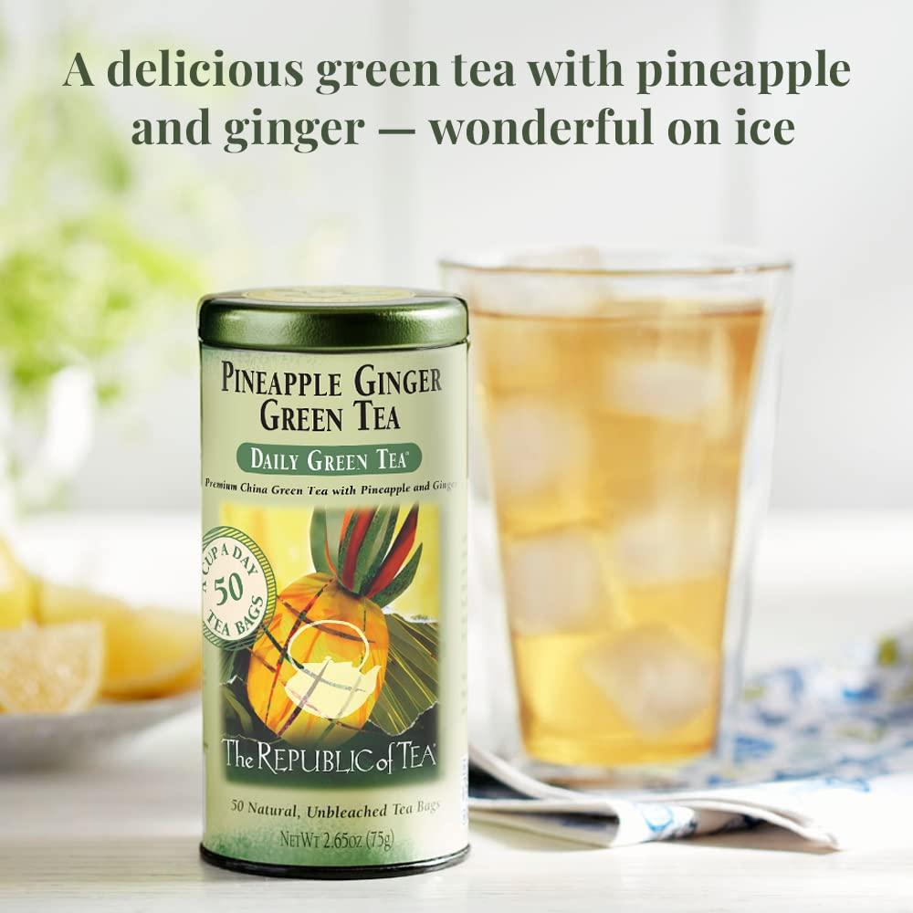 The Republic of Tea The Republic of Tea – Pineapple Ginger Daily Green Tea, 50 Tea Bag Tin