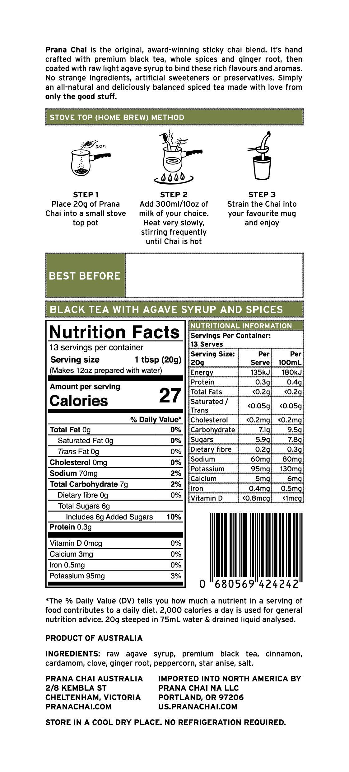 Prana Chai Prana Chai Agave Blend - Vegan Friendly