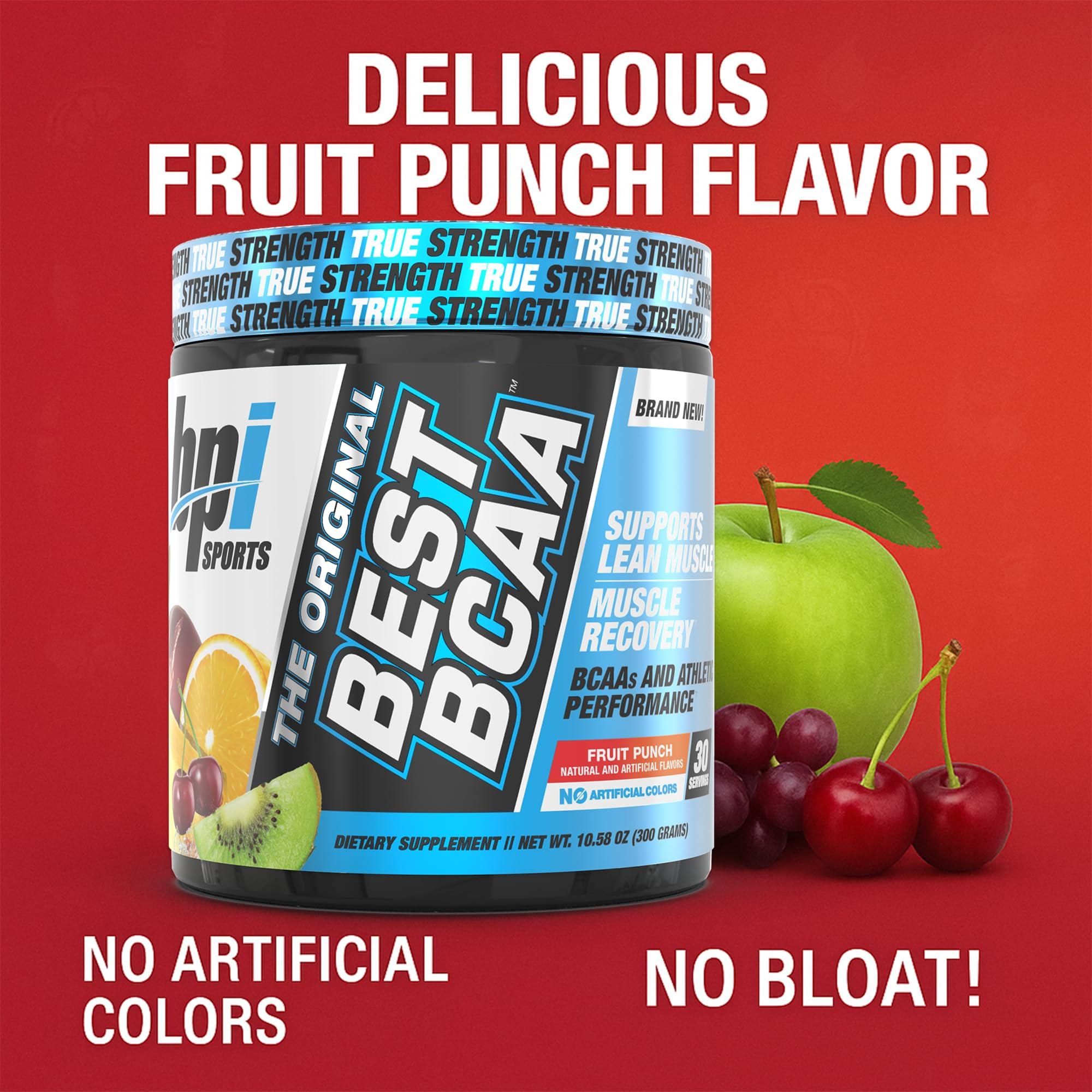 BPI Sports BPI Sports Best BCAA - BCAA Powder - Branched Chain Amino Acids - Muscle Recovery - Muscle Protein Synthesis - Lean Muscle - Improved Performance - Hydration - Fruit Punch - 30 Servings - 10.58 oz.