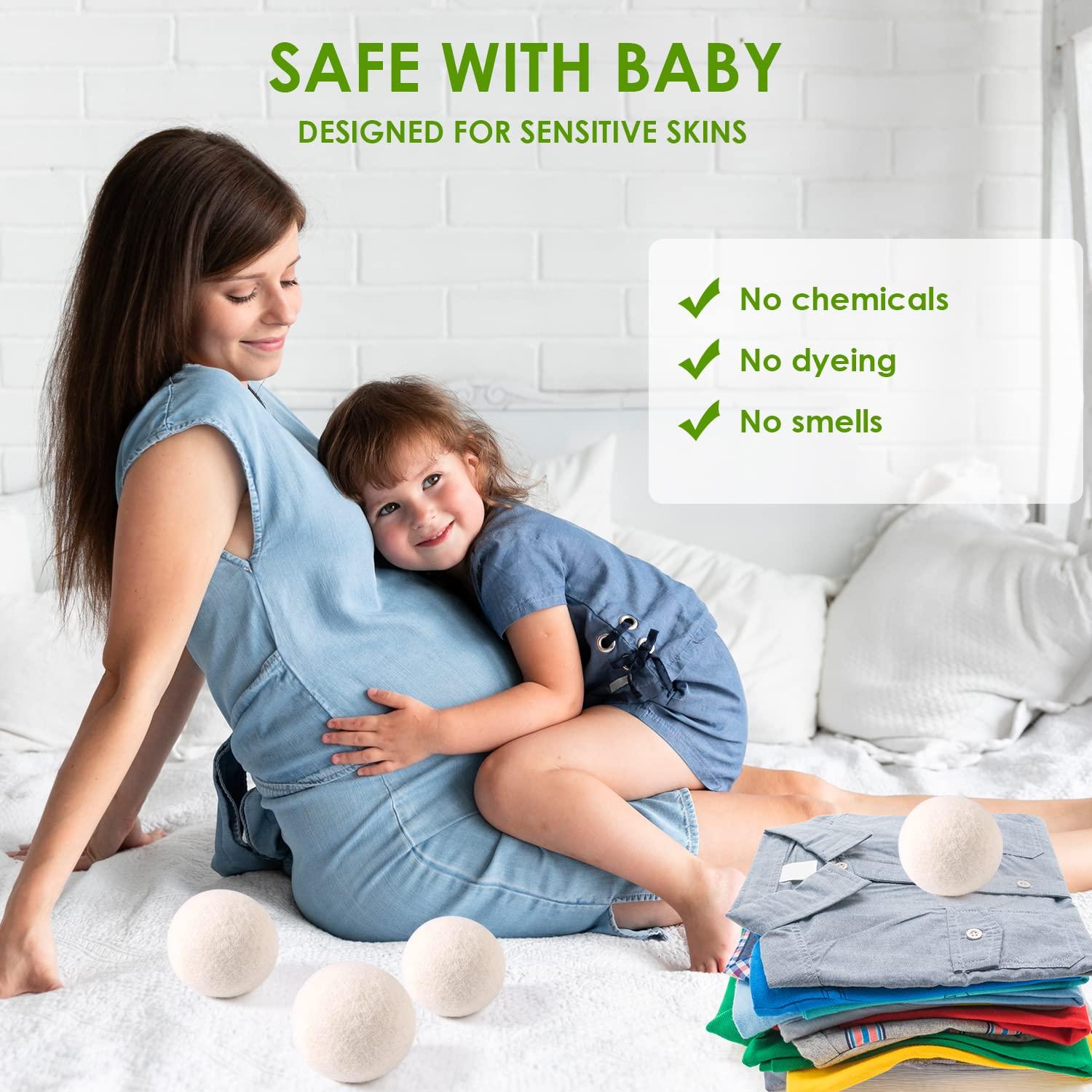 Softkomfyy Wool Dryer Balls Handmade XL,Organic Laundry Dryer Balls,100% New Zealand Wool Natural Fabric Softener,Reusable 1000 Loads,Wrinkles Free, Shorten Drying Time,Baby Safe