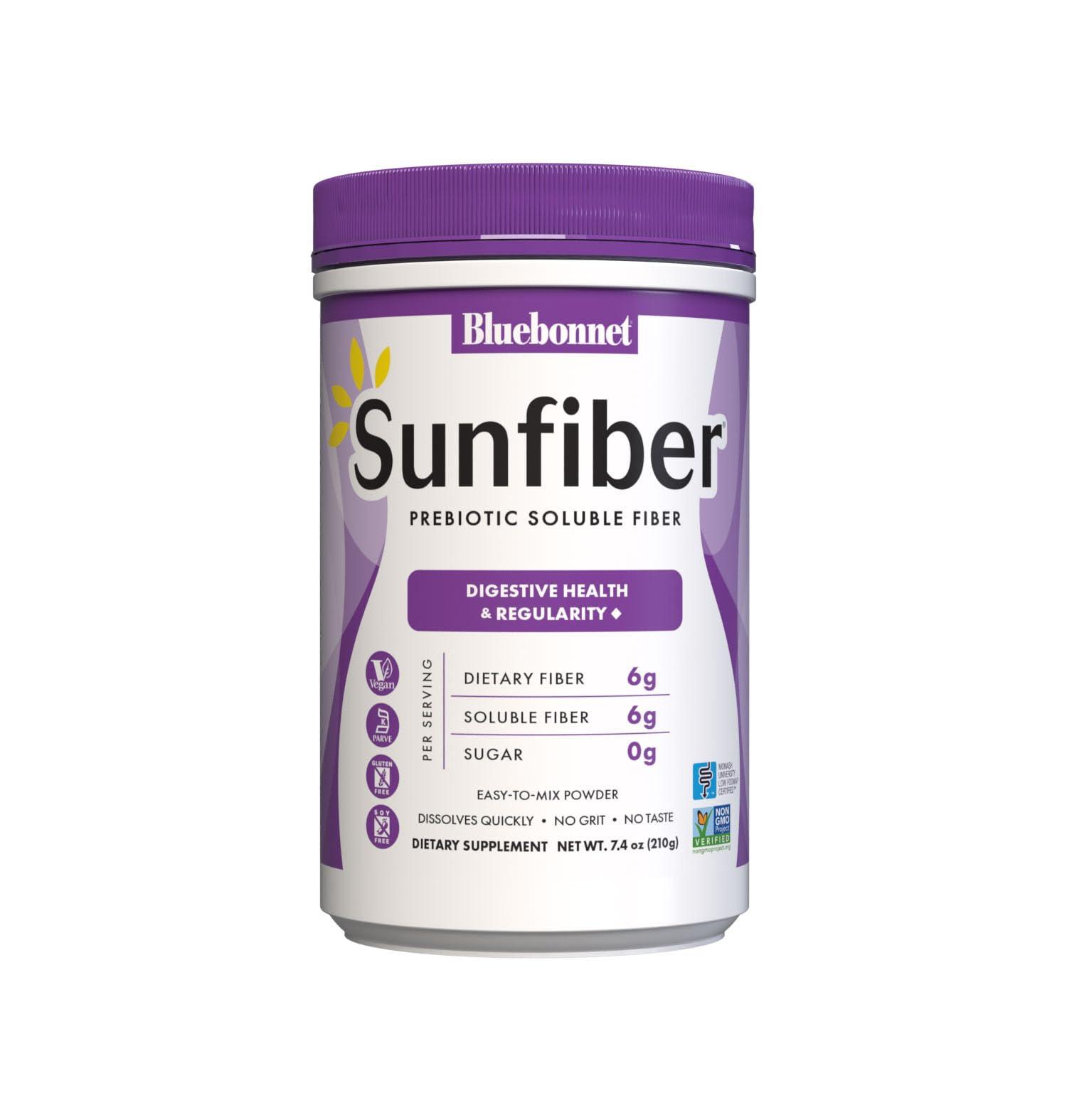 Bluebonnet Bluebonnet Nutrition Sunfiber 6 g of Plant Based Prebiotic Soluble Fiber Supports Digestive Health* - Instant Dissolve Non-GMO, Vegan, Kosher, Low-FODMAP Unflavored, 7.4 OZ, 30 Servings