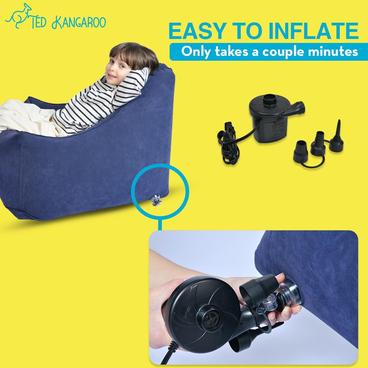 TED KANGAROO TED KANGAROO - Sensory Chair for Kids - Inflatable Peapod for Children, Triangle Chair includes Electric Air Pump